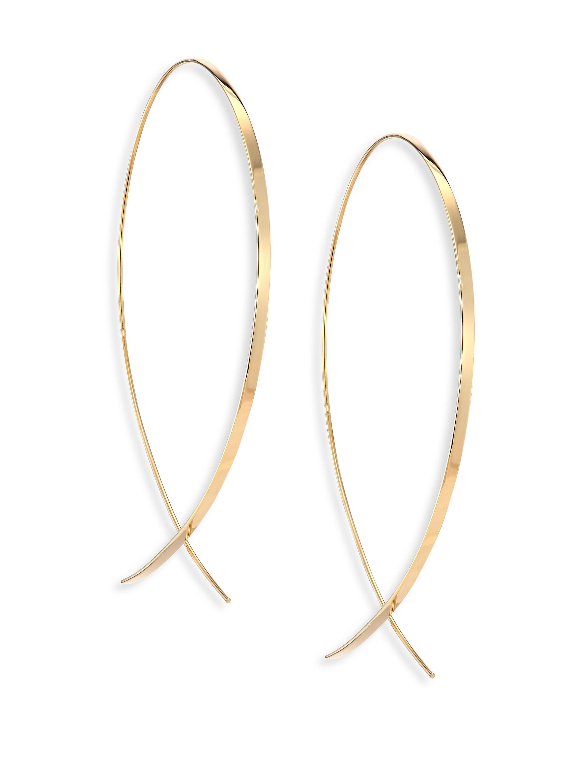 Lana Women's Upside Down  14K Yellow Gold Flat Hoop Earrings/1.25" - Gold