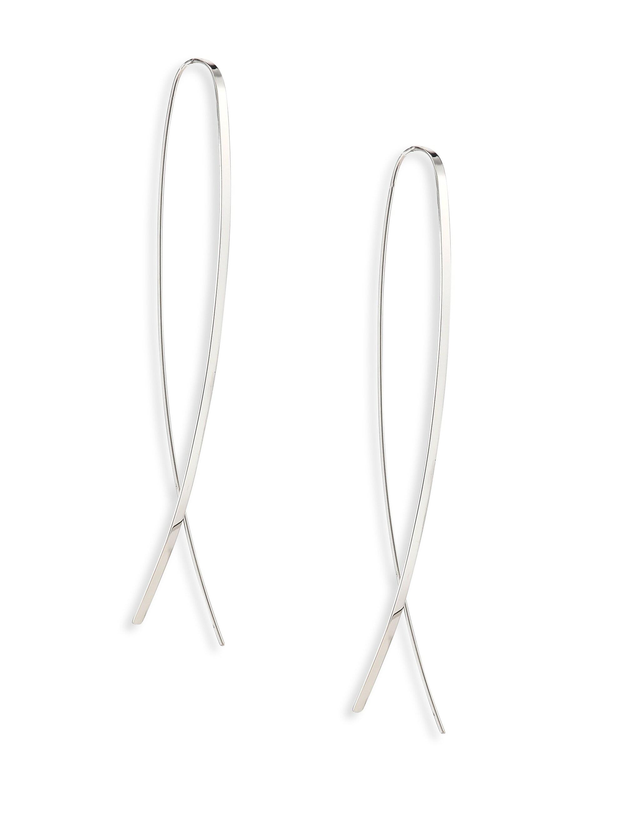 Lana Women's Narrow Flat Upside Down 14K White Gold Hoop Earrings - White Gold
