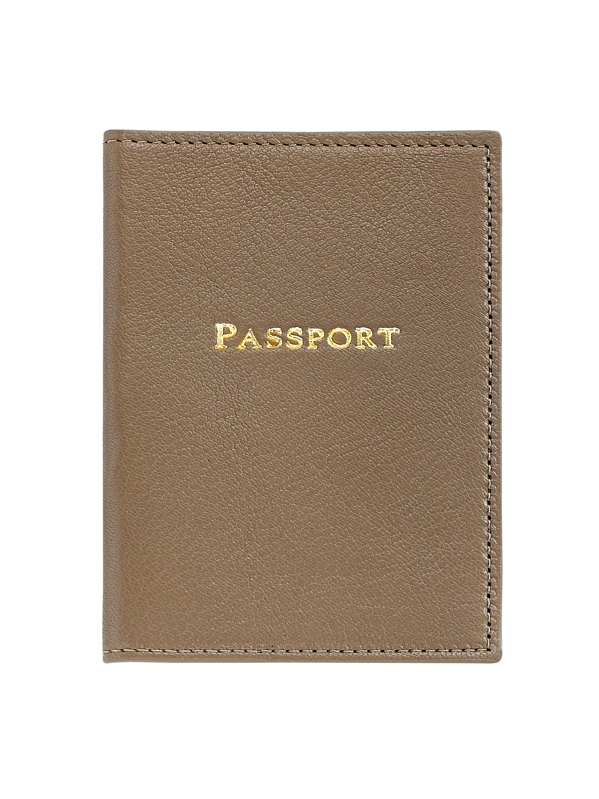 Graphic Image Leather Passport Cover - Taupe