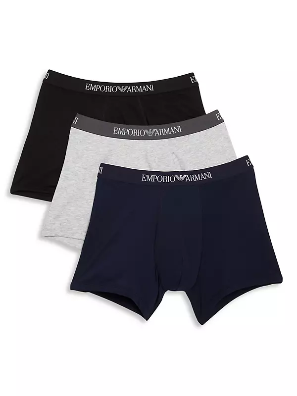 Emporio Armani Pure Cotton Men's 3 Pack Trunk Underwear, Grey/White/Black,  Small : : Clothing, Shoes & Accessories