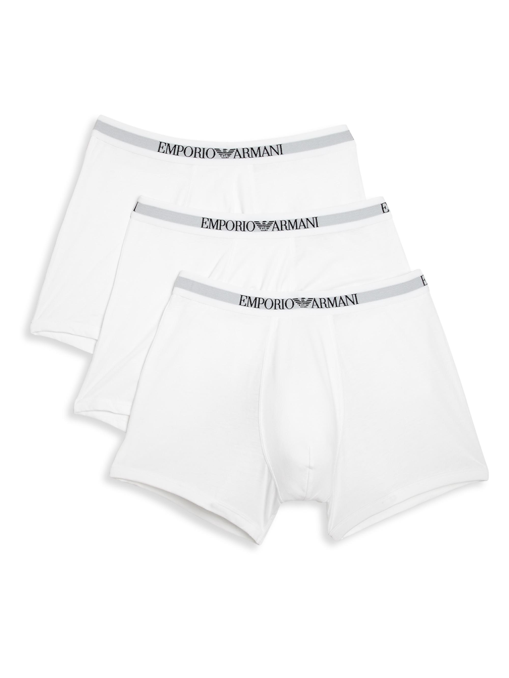 Emporio Armani Pure Cotton 3-Pack Boxer Briefs - Black