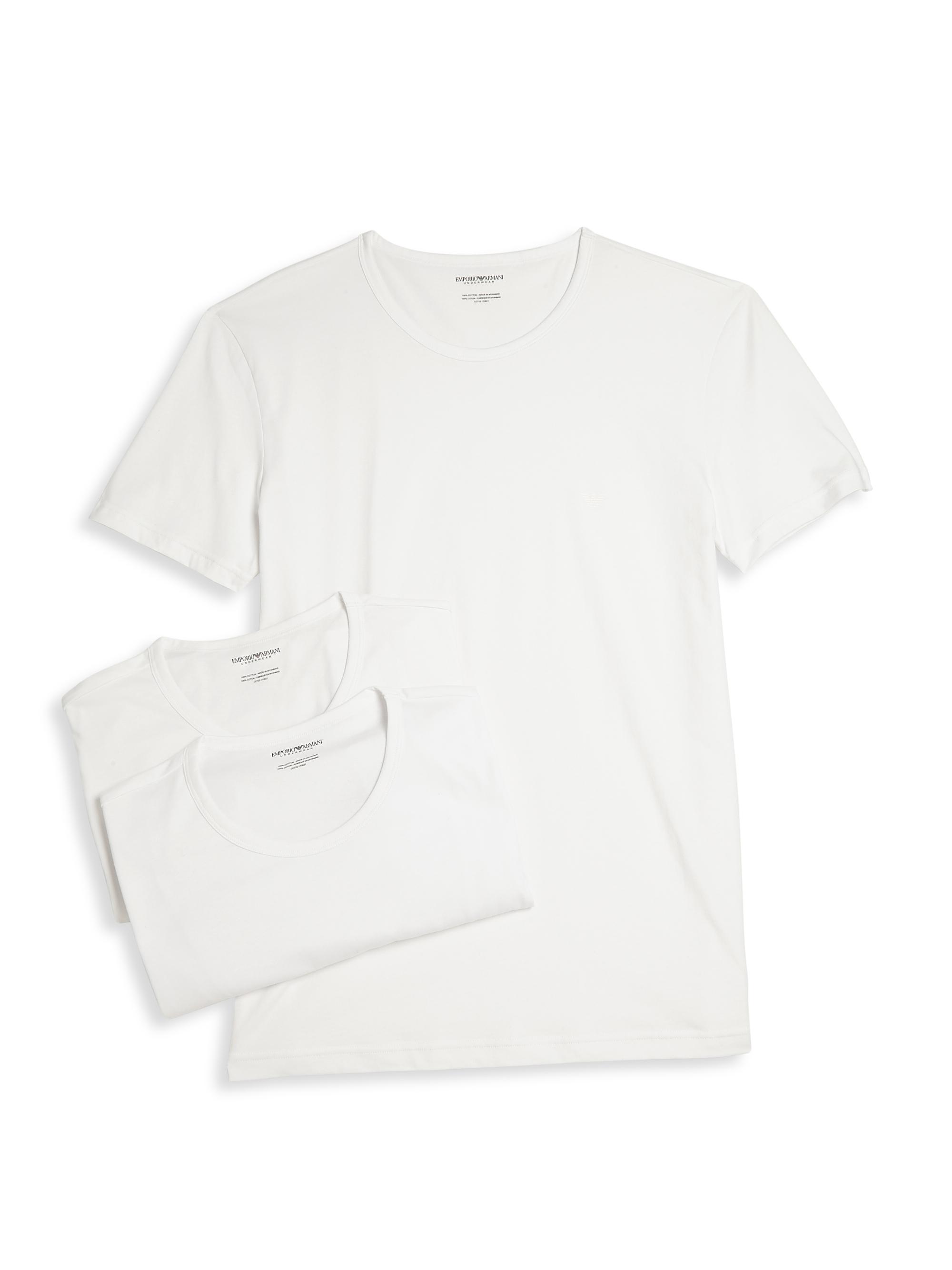 Emporio Armani Pure Cotton 3-Pack Crewneck T-Shirts - White