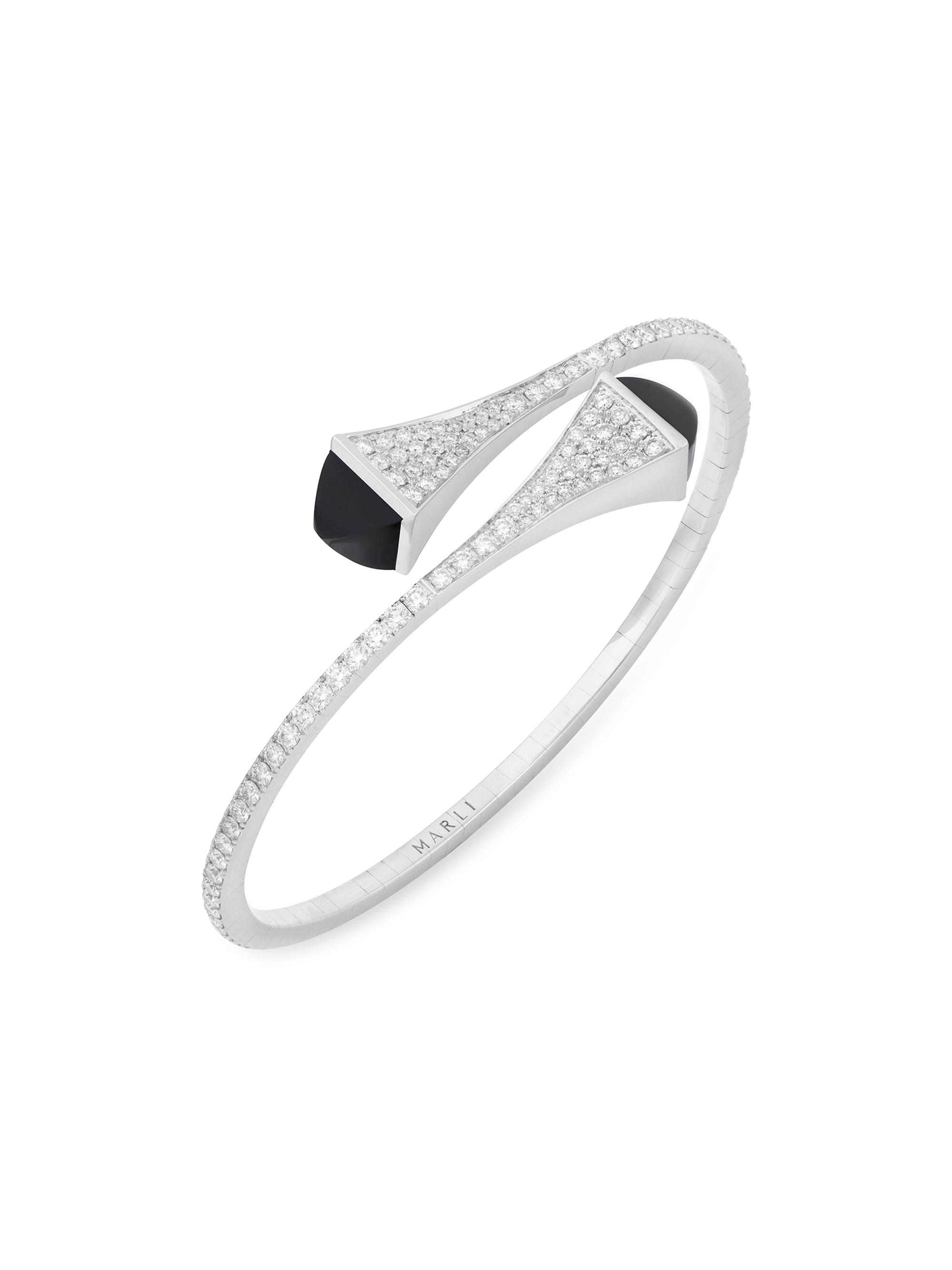 Marli Women's Cleo By MARLI 18K White Gold, 1.3 TCW Diamond & Black Onyx Bangle - White Gold