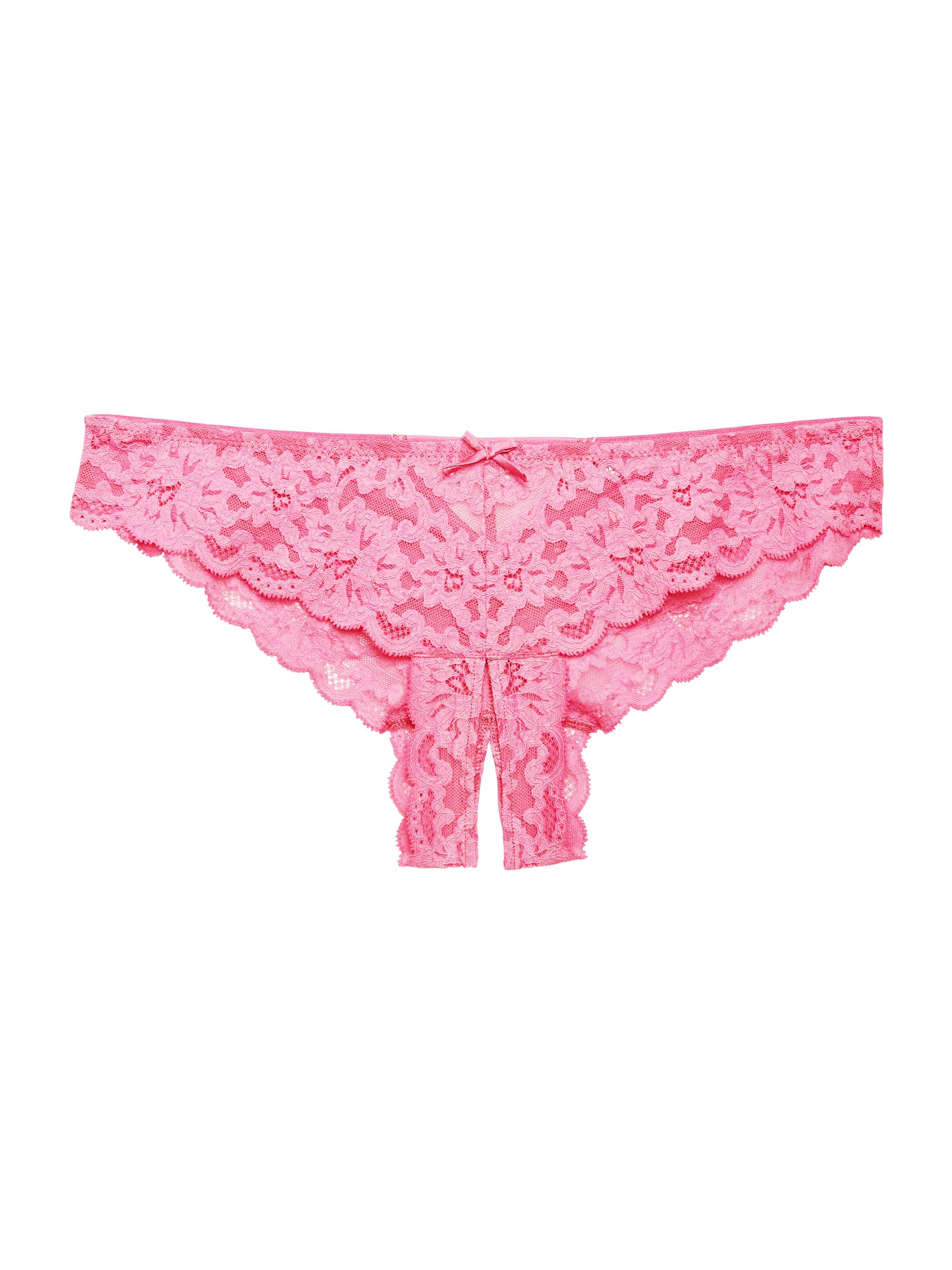 Fleur du Mal Women's Tropical Top Stitch Silk Blend Thong - Pink Cadillac