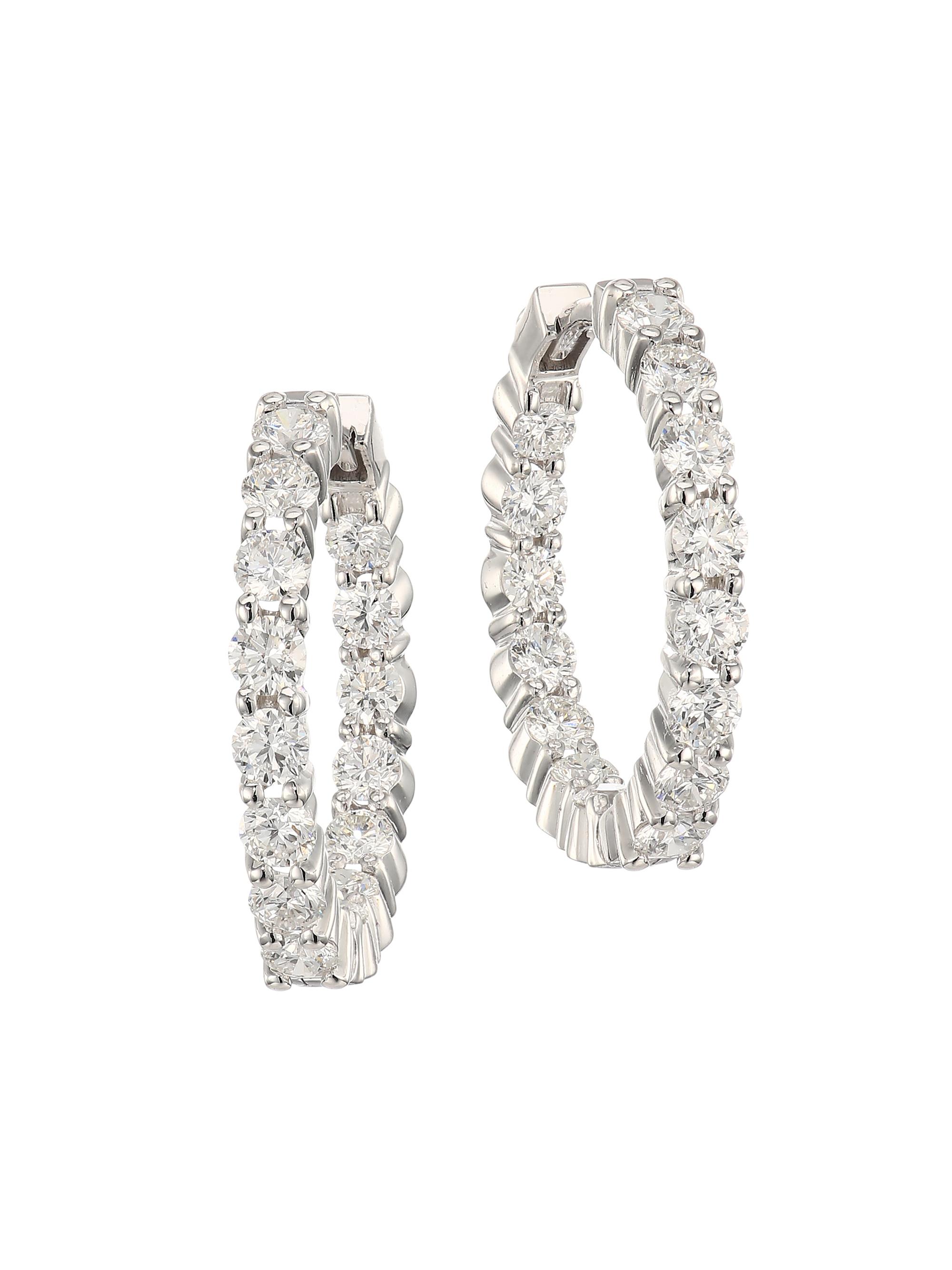Roberto Coin Women's 18K White Gold & 2.35 TCW Diamond Inside-Out Hoop Earrings/23MM - White Gold