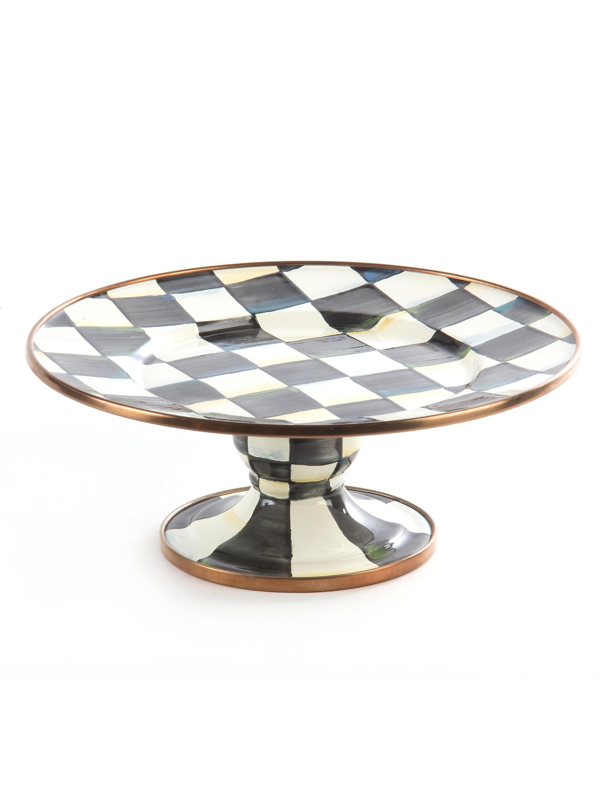 MacKenzie-Childs Courtly Check Mini Pedestal Platter - Women's Home