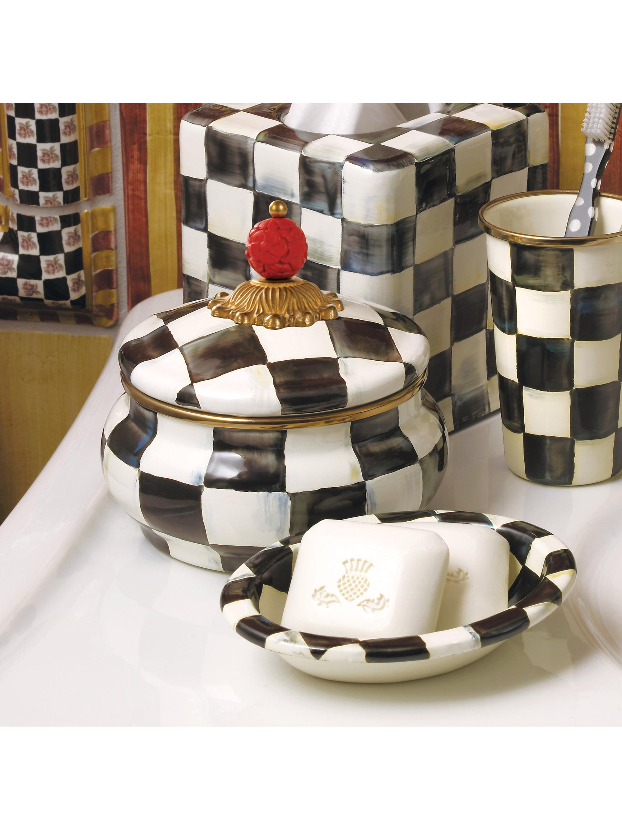 MacKenzie-Childs Courtly Check Enamel Squashed Pot