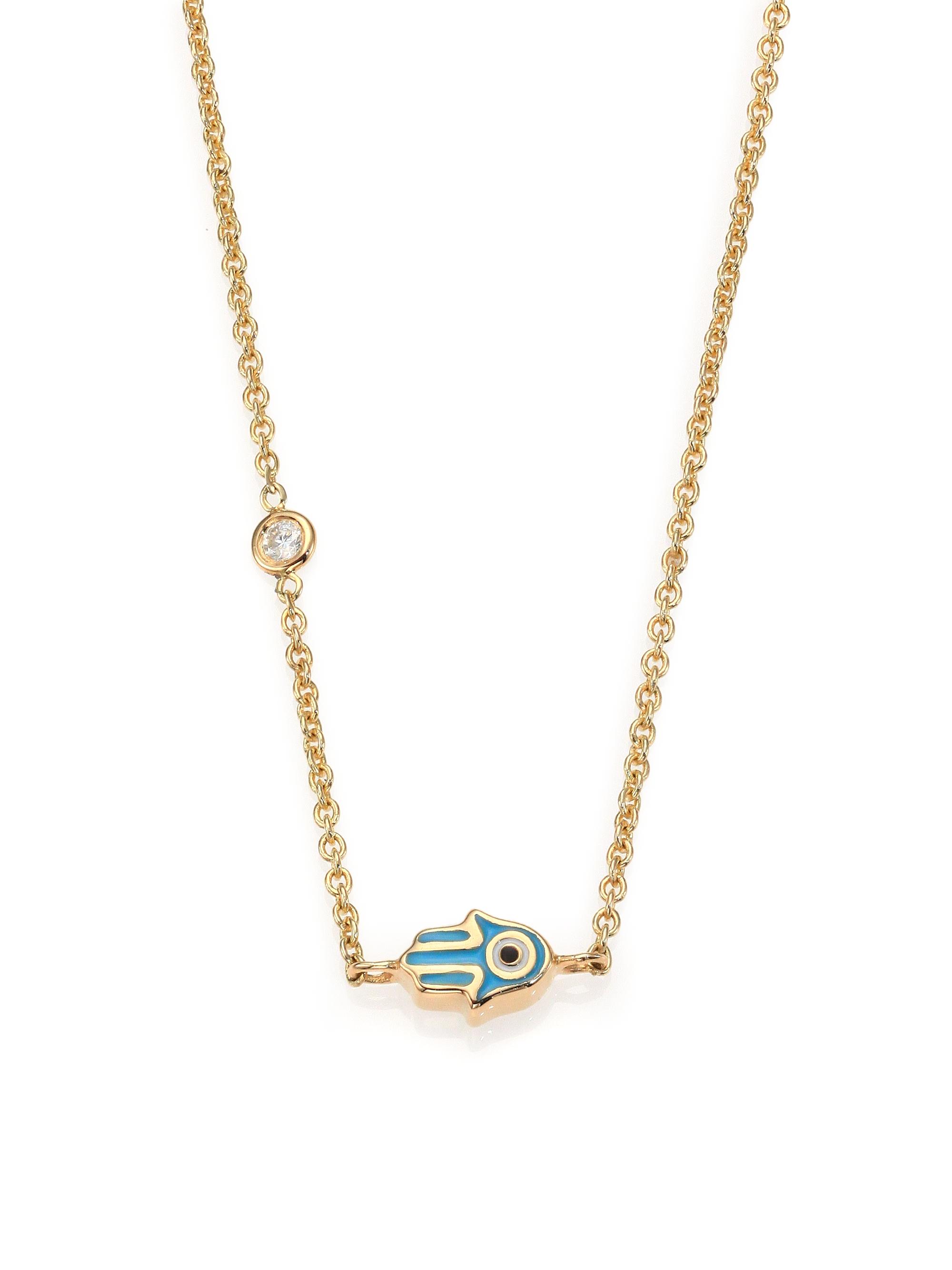 Sydney Evan Women's Mini Hamsa Diamond, Enamel & 14k Yellow Gold Pendant Necklace - Gold