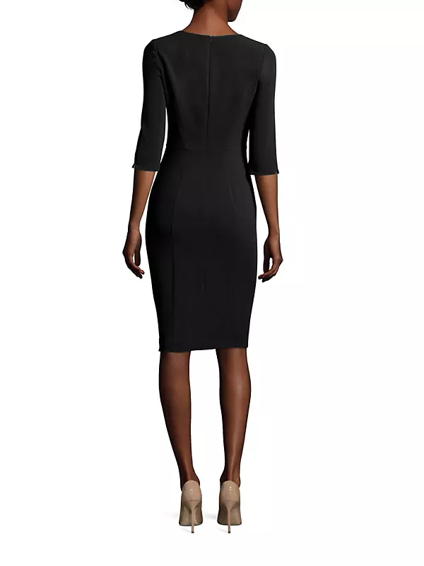 Black Halo Women's 3/4 Sleeve Jackie O Dress, Black, 0 at