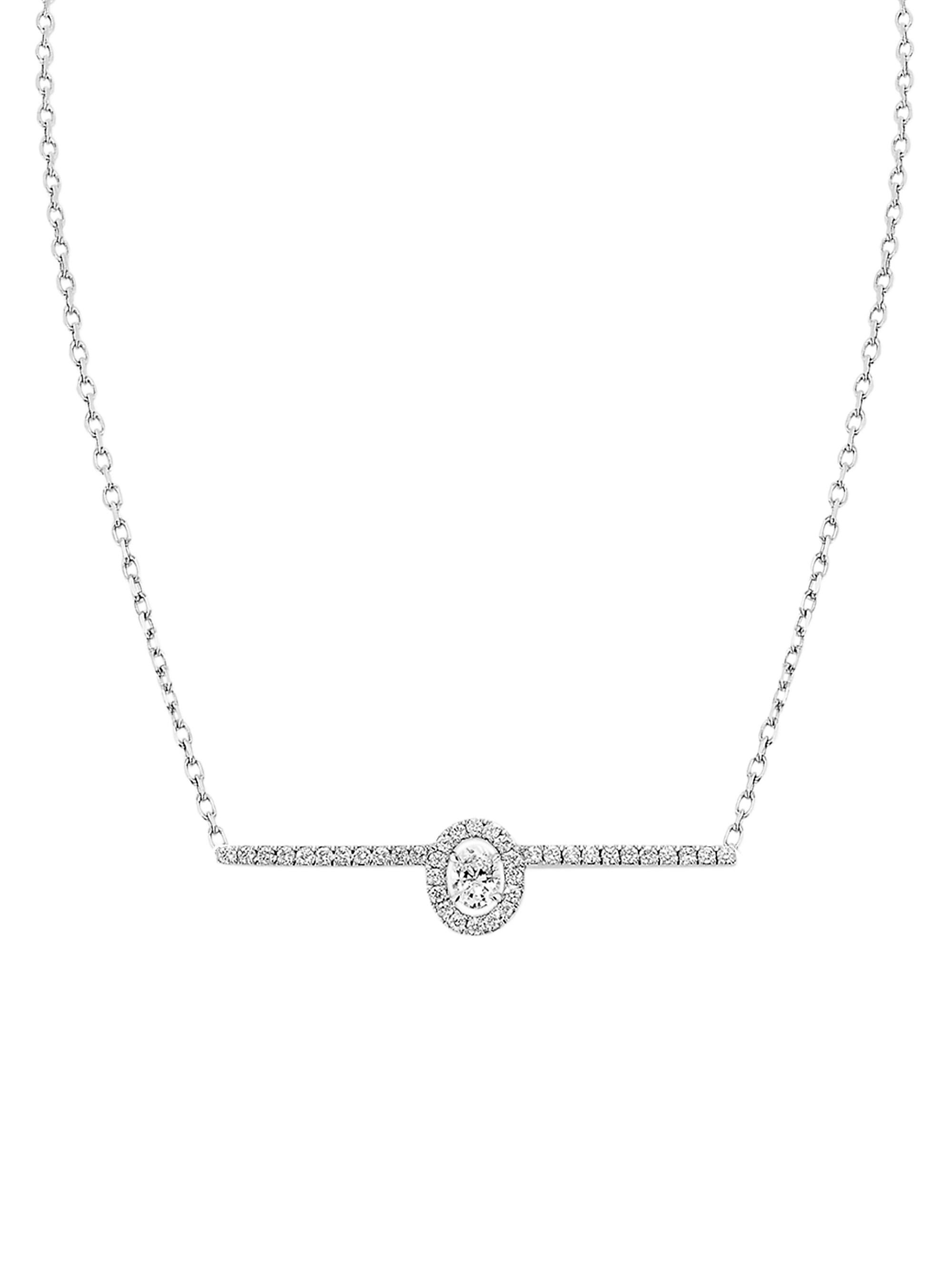 Messika Women's Glam'Azone Diamond Pavé & 18K White Gold Necklace - White Gold