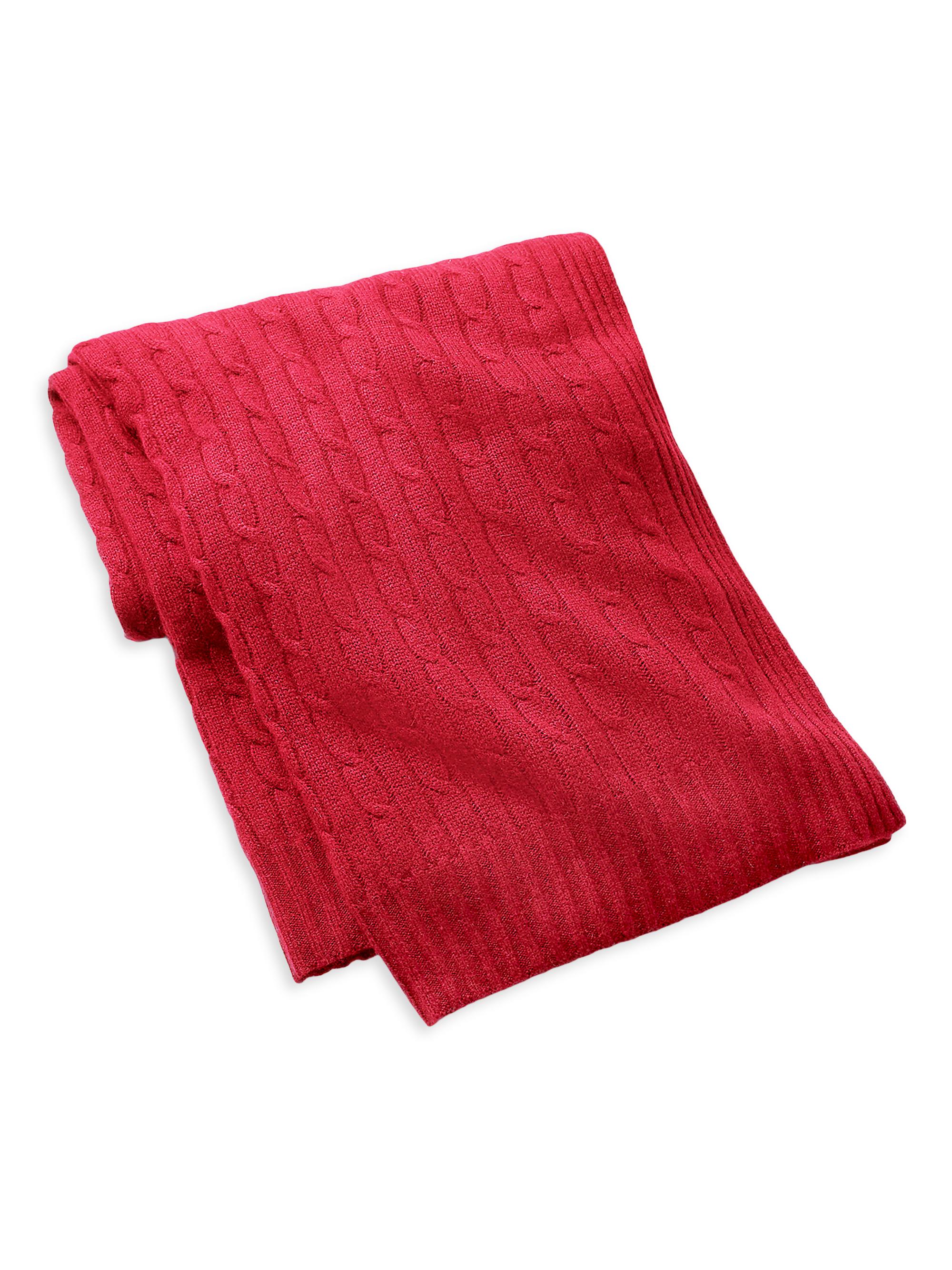 Ralph Lauren Cabled Cashmere Throw Blanket - Red