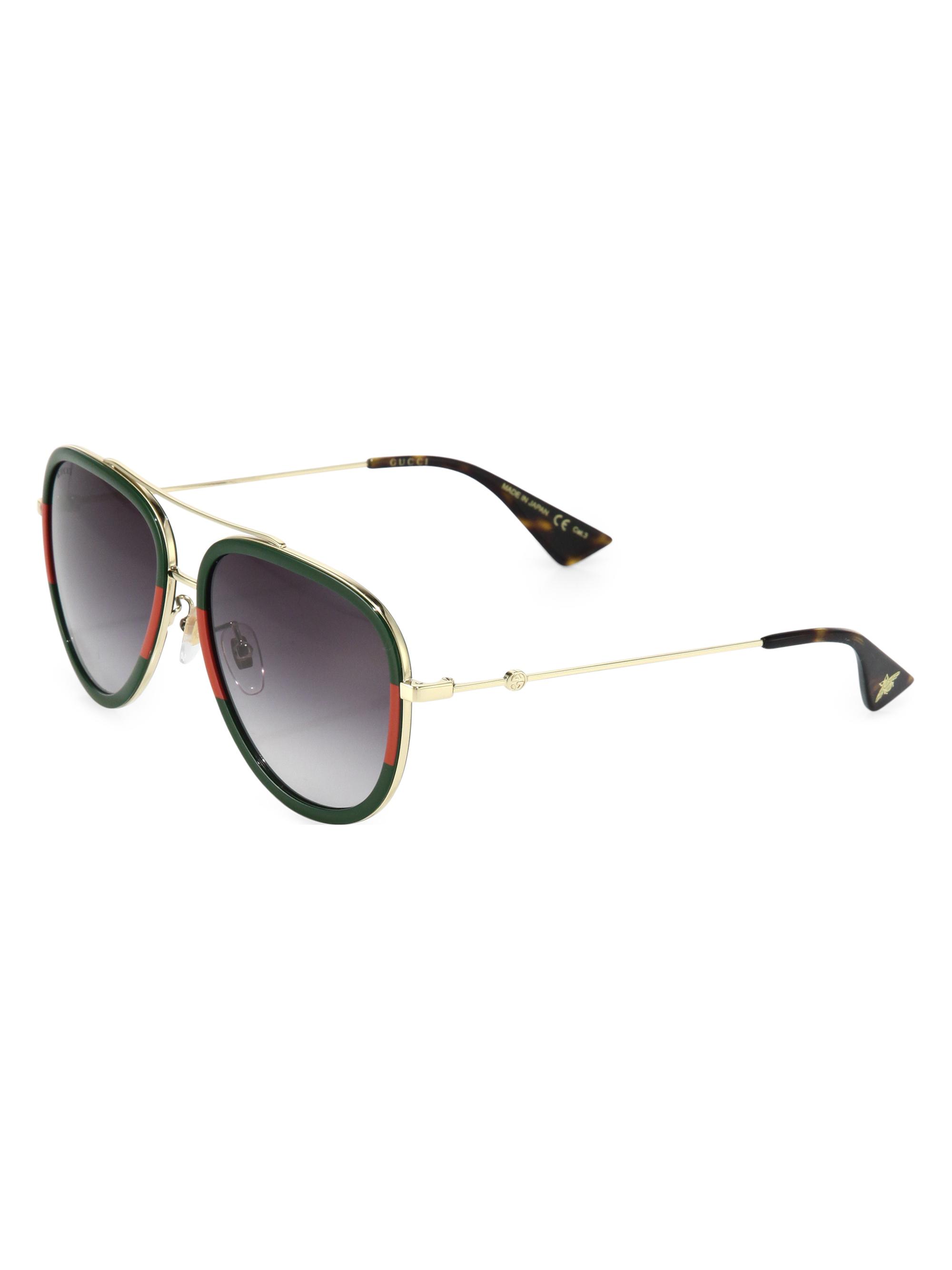Gucci Women's 57MM Aviator Sunglasses - Gold