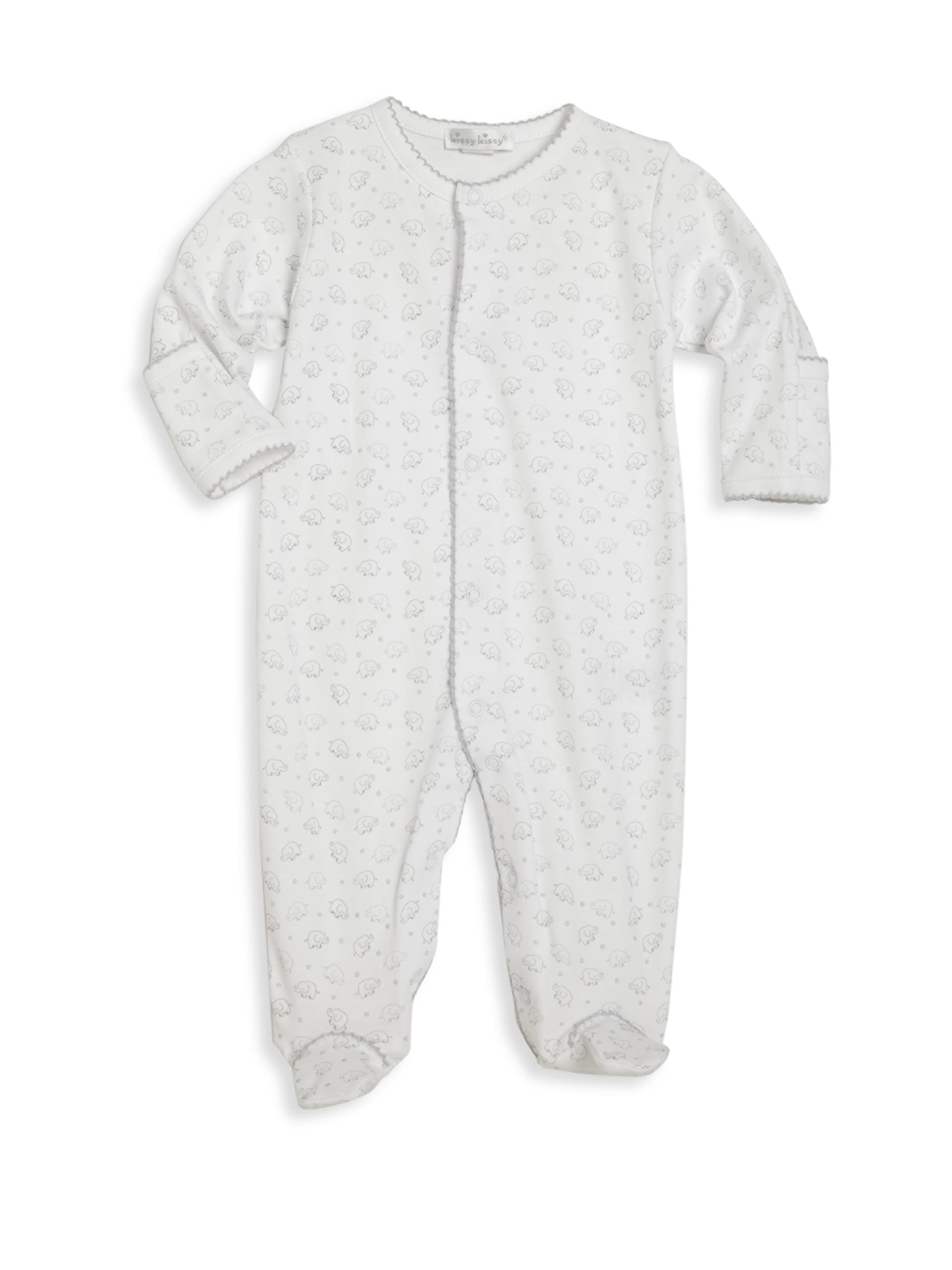 Kissy Kissy Baby's Ele-Fun Printed Footie - Silver 6 Months