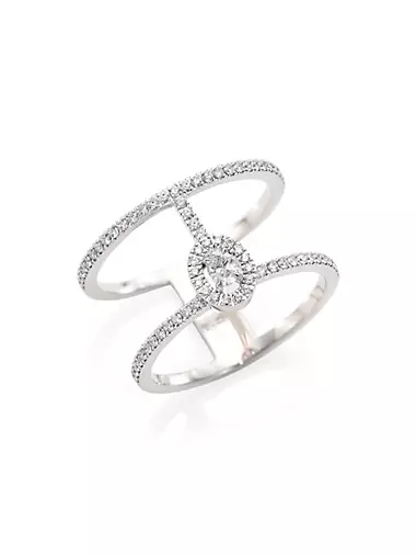 Glam'Azone 18K White Gold & Diamond Two-Row Ring