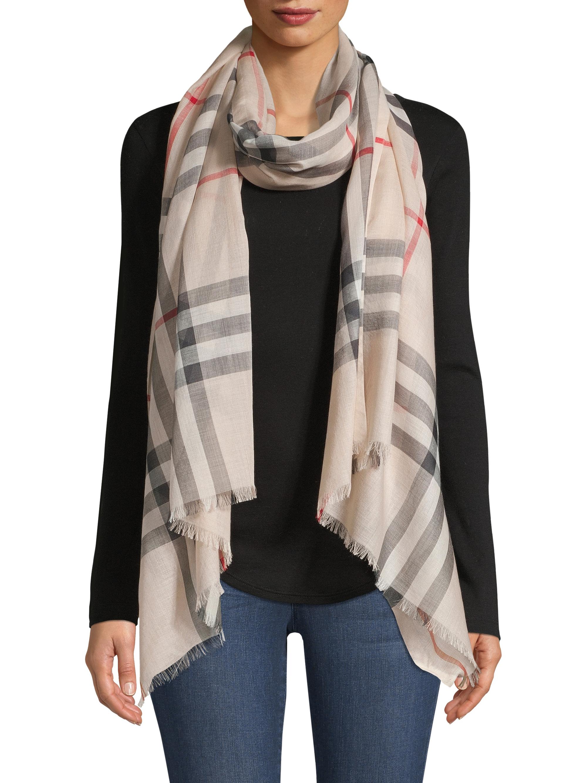 Burberry Women's Giant Check Gauze Scarf - Heritage Stone