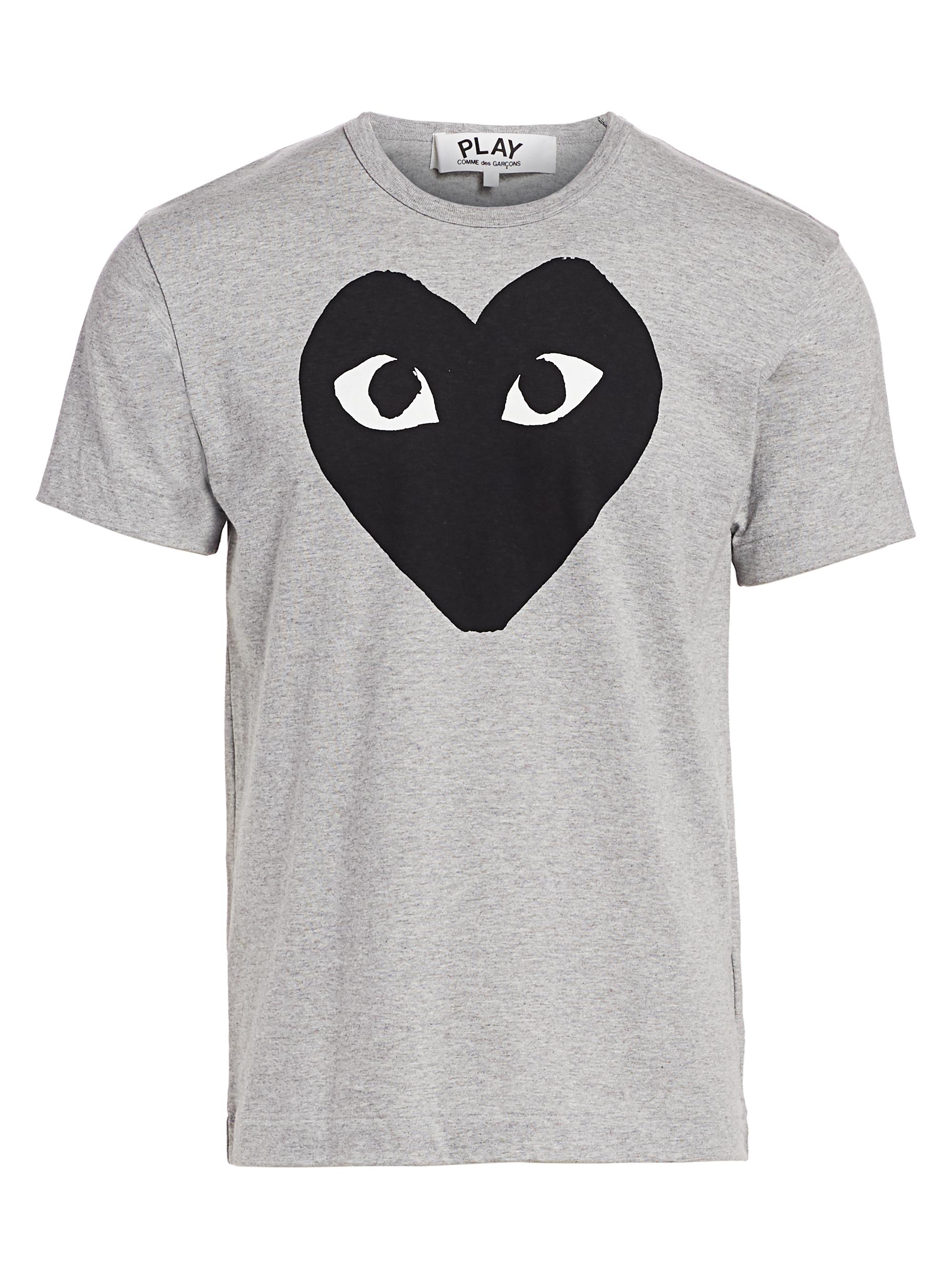 Comme des Garçons PLAY Men's Printed Cotton Tee - Grey