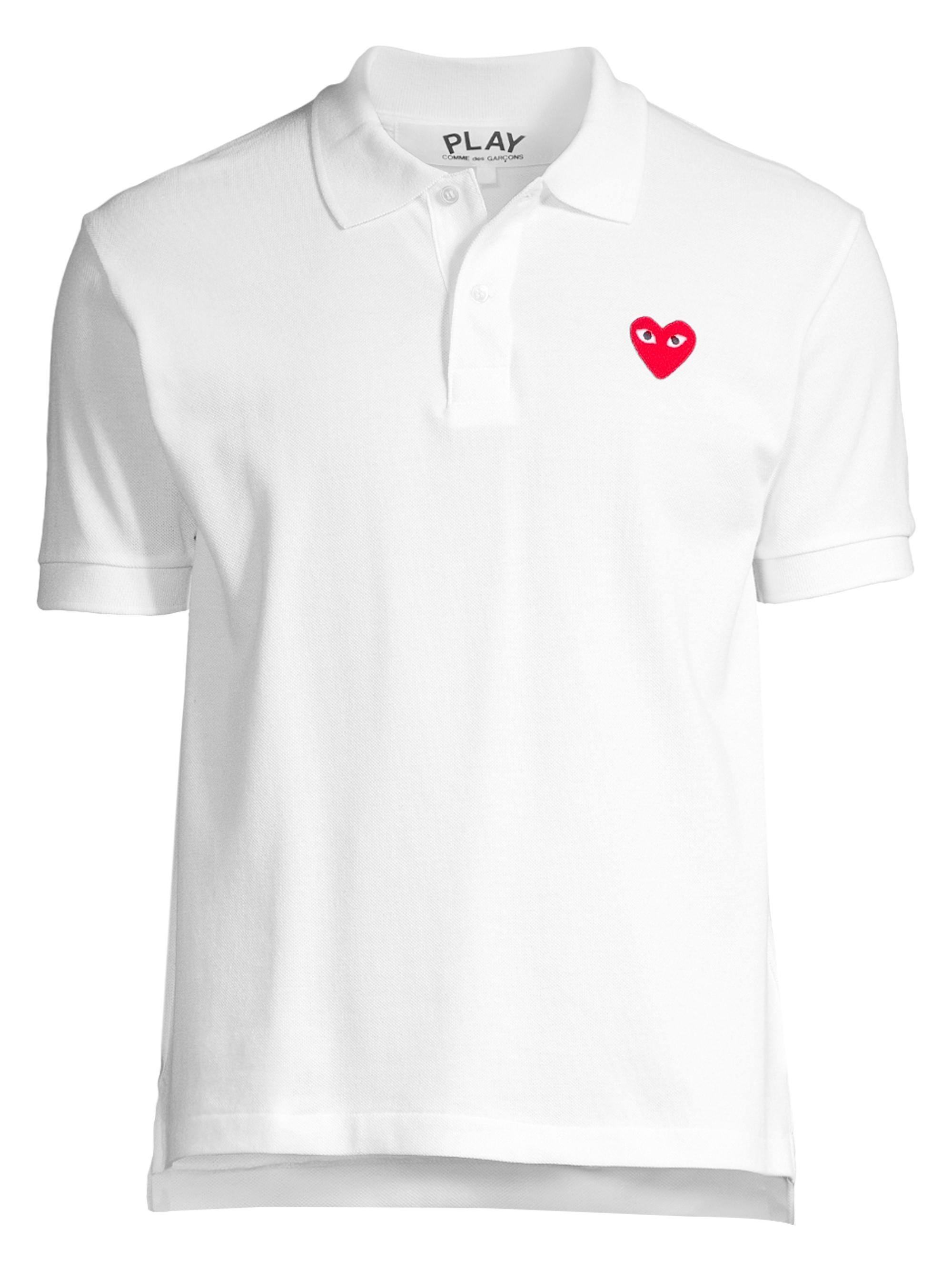 Comme des Garçons PLAY Men's Heart Applique Polo - White
