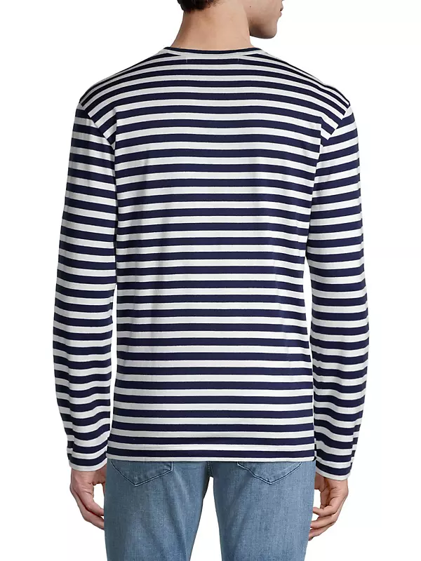 Pieces Long Sleeved T-Shirt in Navy and White stripe-Multi