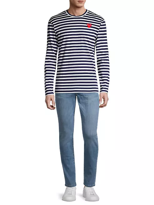 Shop Comme des Garçons PLAY Long Sleeve Striped T-Shirt