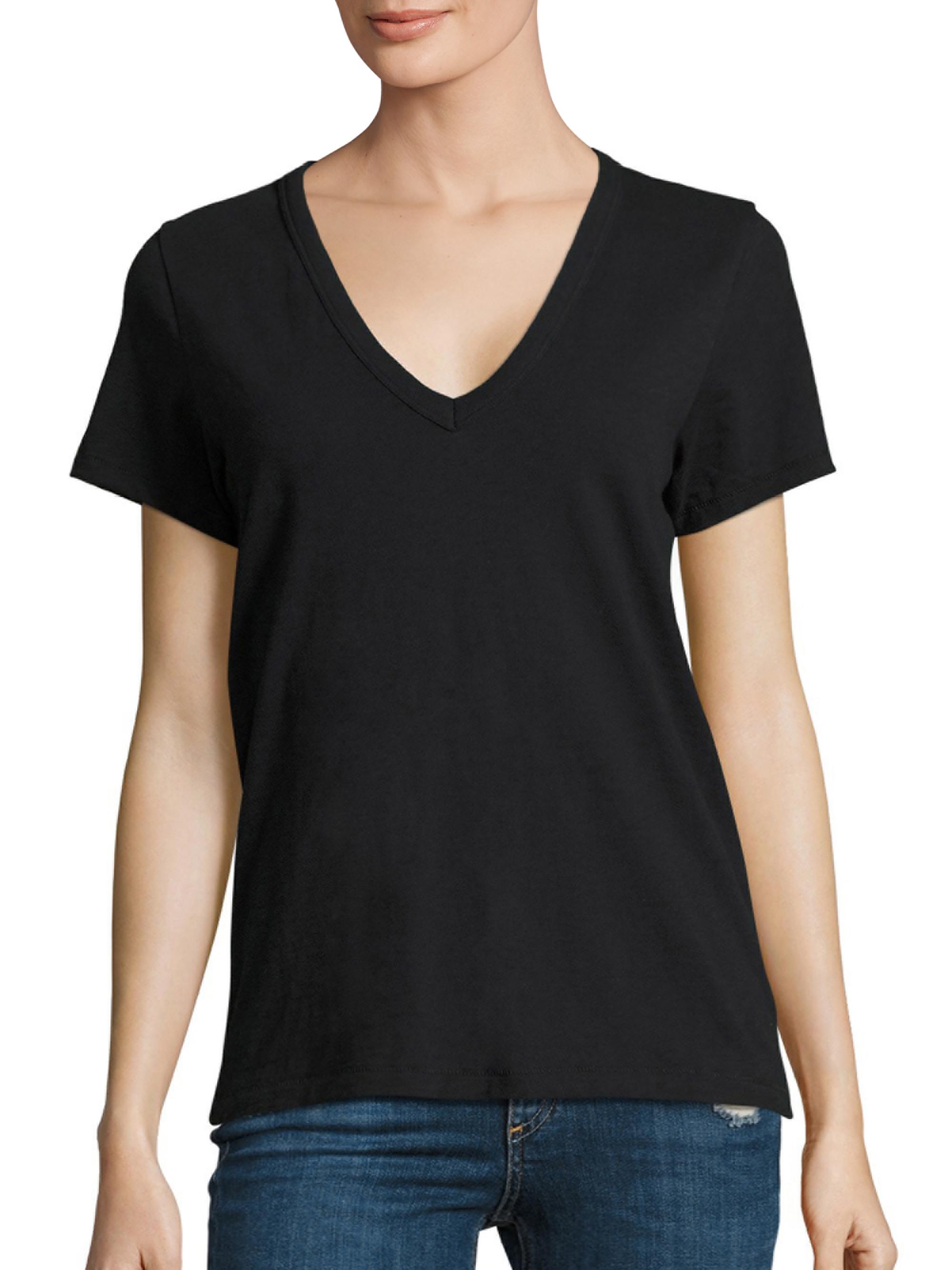 rag & bone Women's V-Neck Cotton Tee - Black