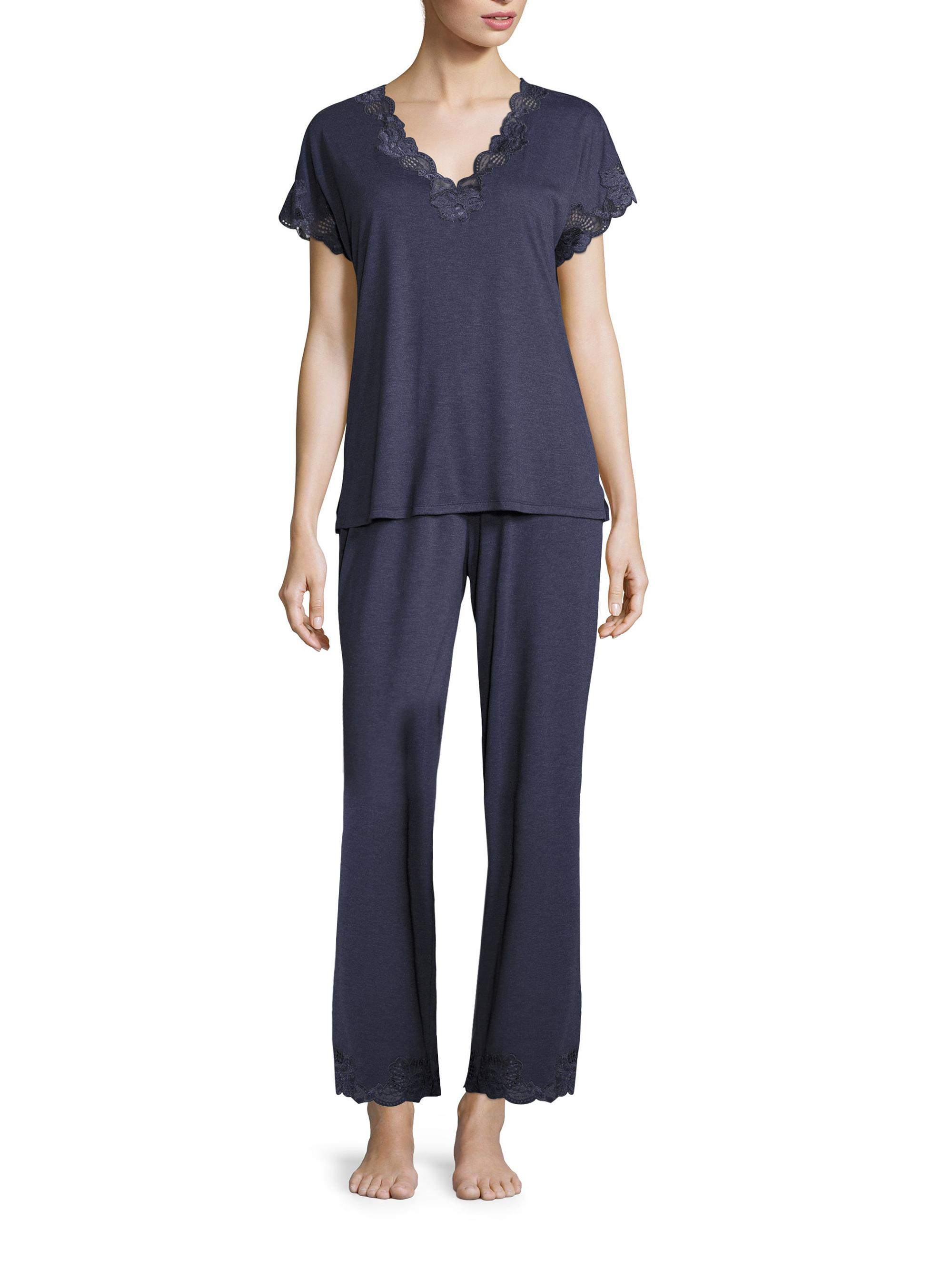 Natori Women's Zen Floral Pajama Set - Night Blue