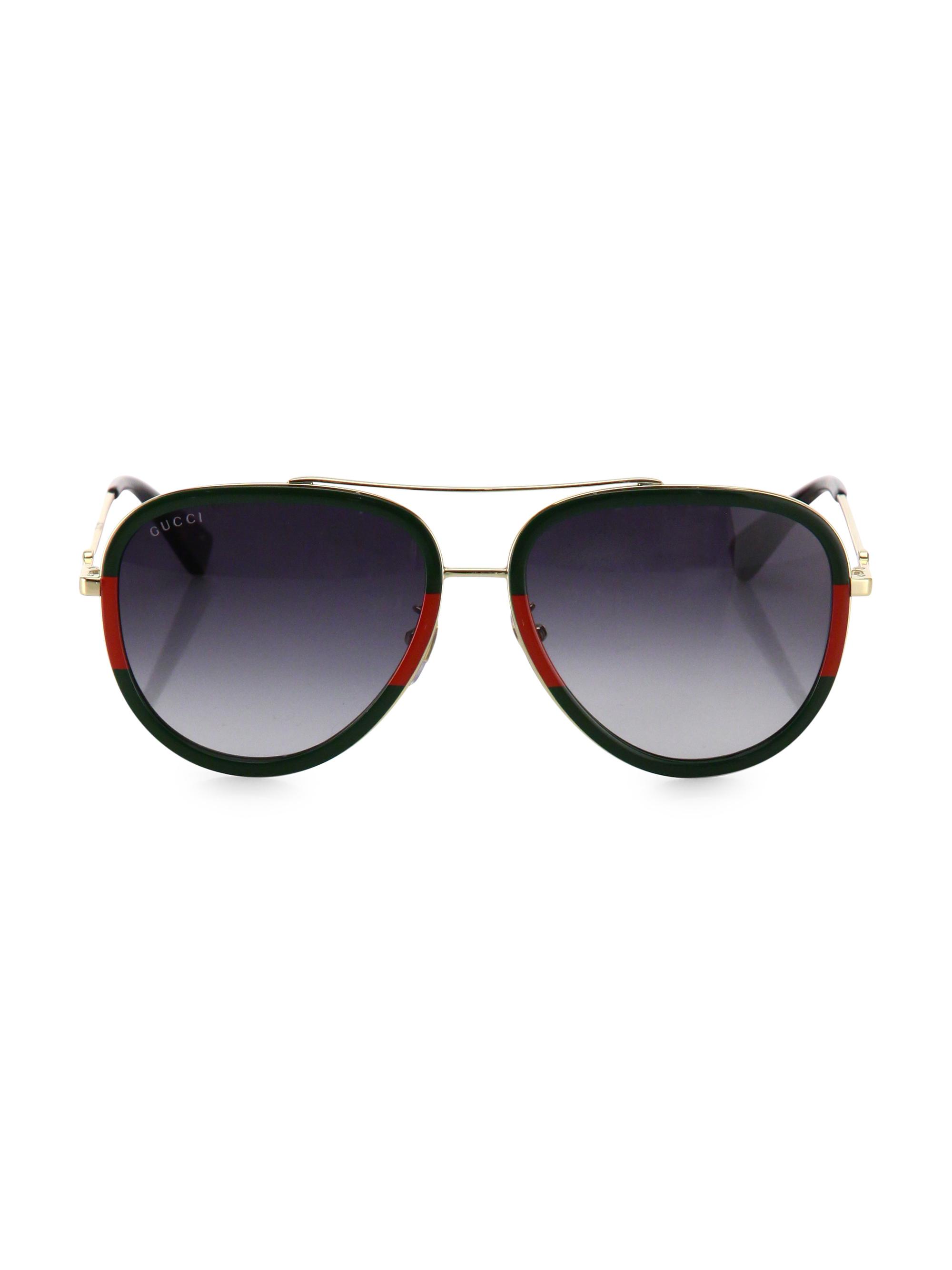 Gucci Men's 57MM Pilot Sunglasses - Gold