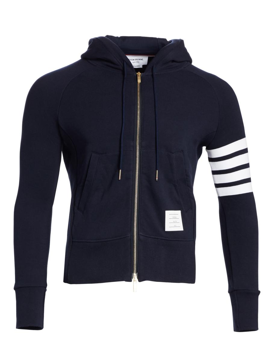 Thom Browne Zip-Up Bar Striped Hoodie Saks Fifth Avenue