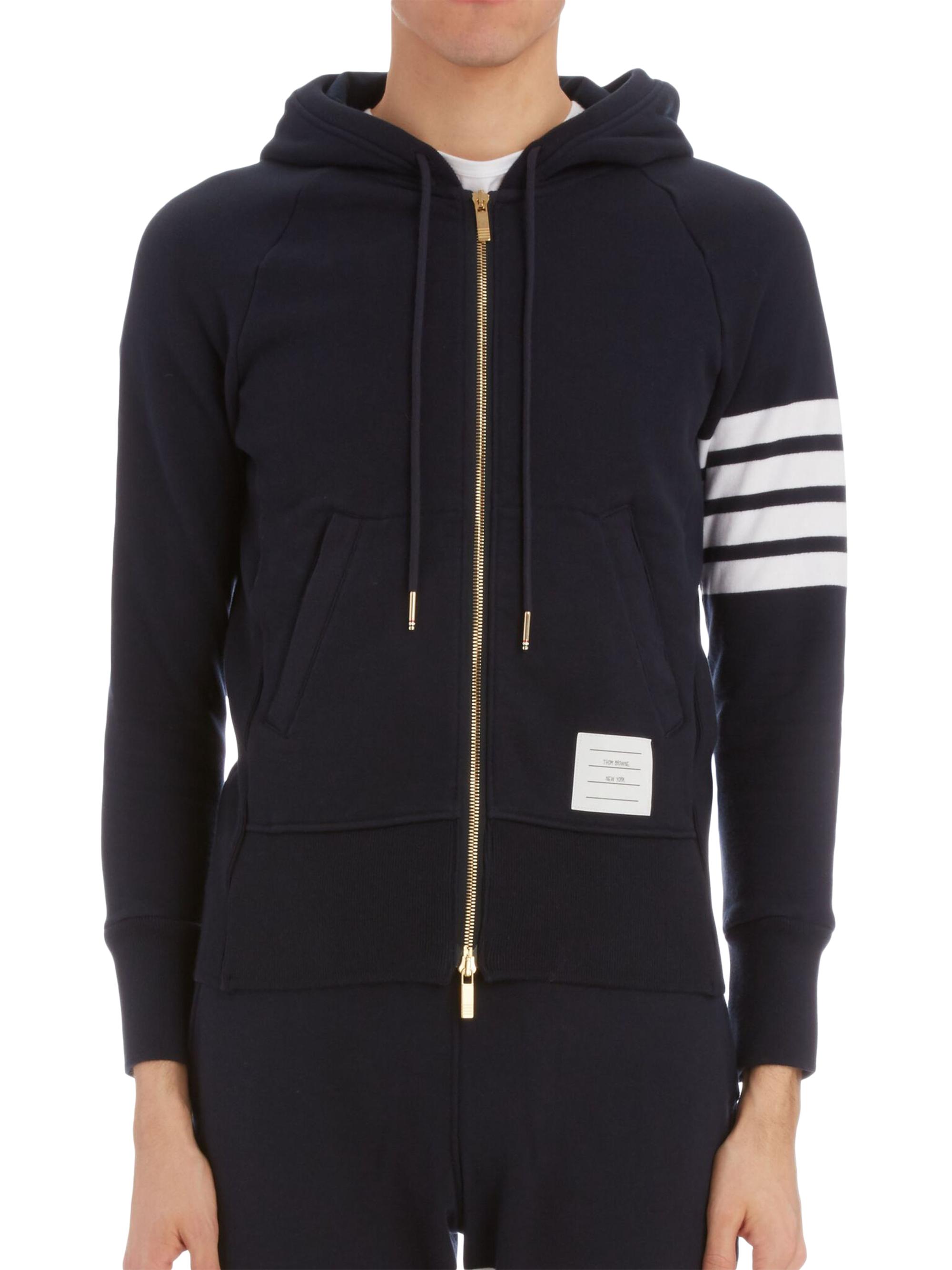 Thom Browne Zip-Up Bar Striped Hoodie | Saks Fifth Avenue