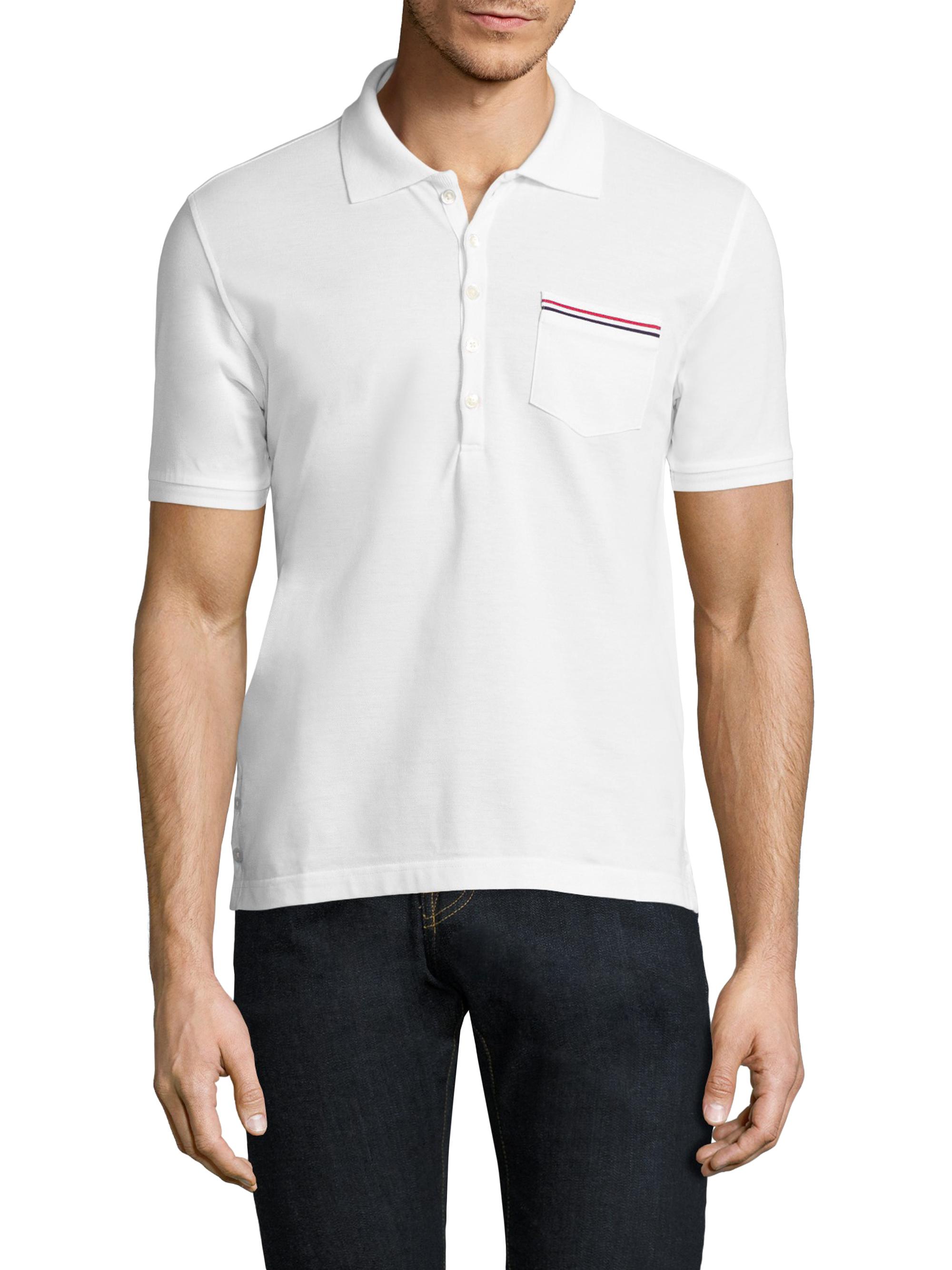 Thom Browne Men's Solid Cotton Pique Polo - White