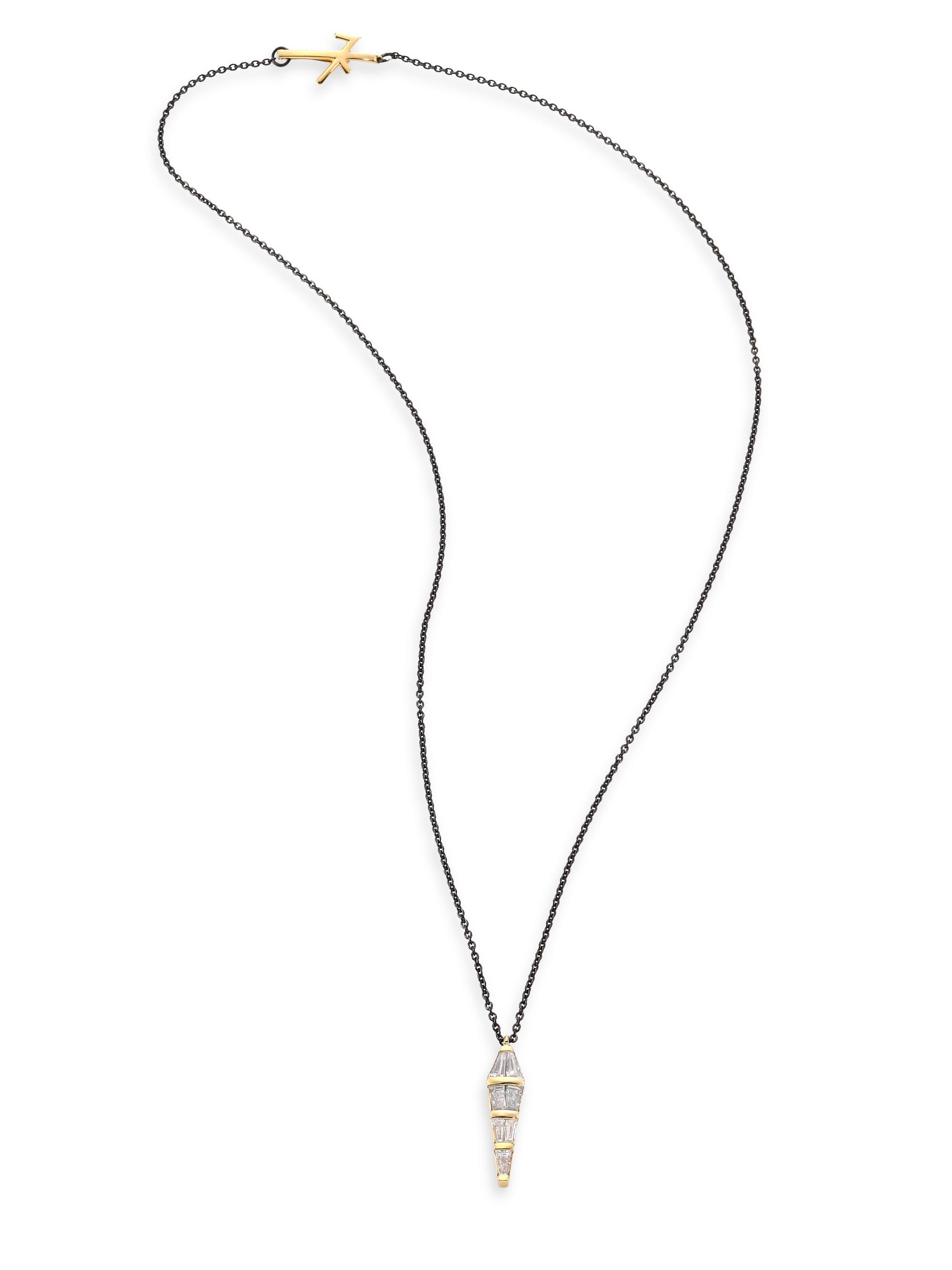 Nikos Koulis Women's Tapered Diamond & 18K Black Gold Pendant Necklace - Black Gold