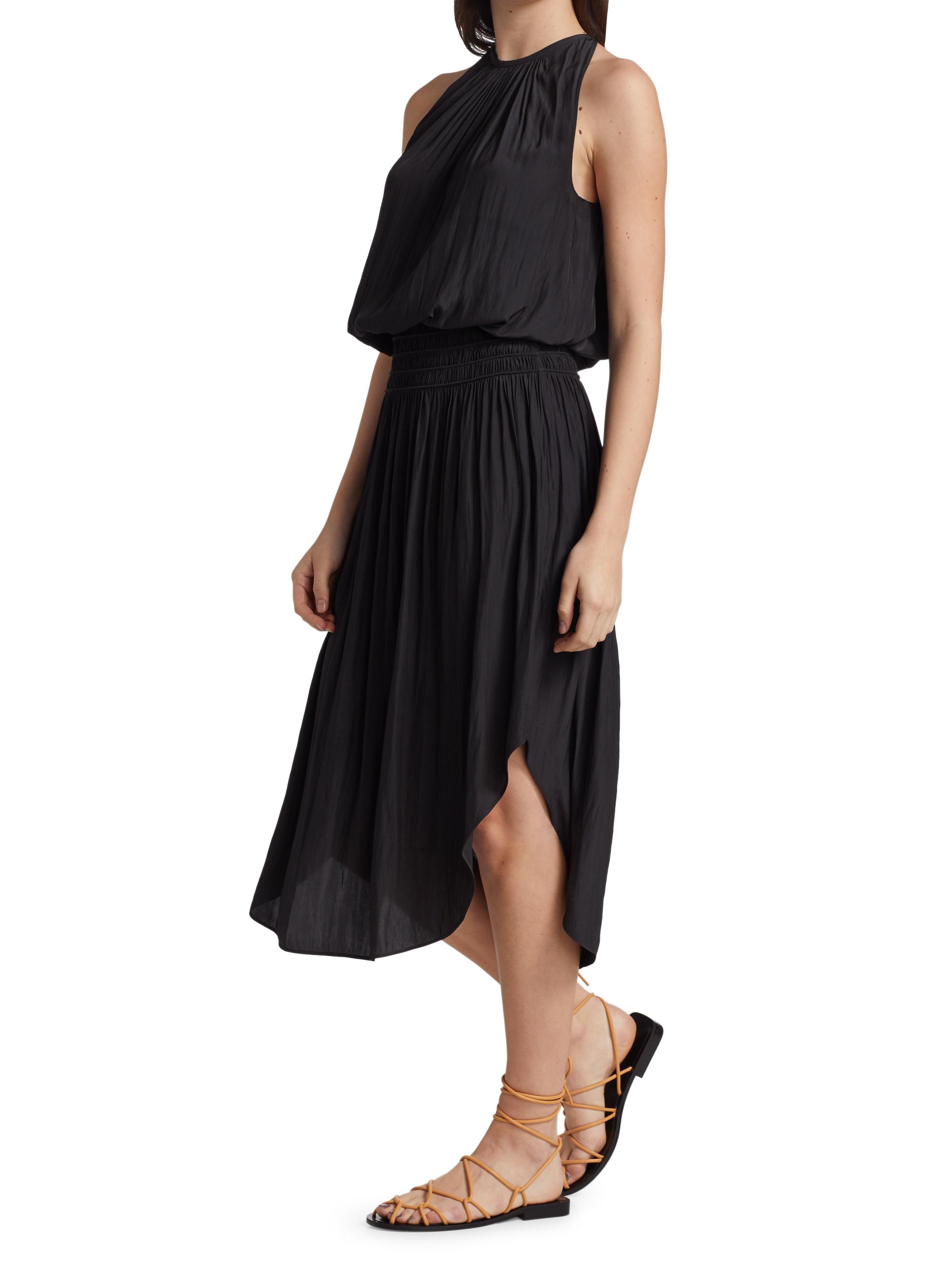 audrey smocked midi dress Audrey Smocked Puff Sleeve Organic Cotton Midi Dress (Women)