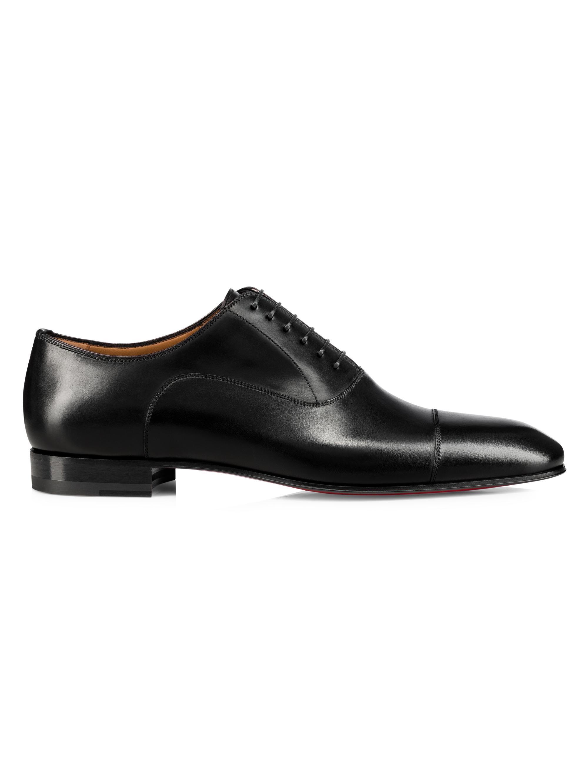 Christian Louboutin Men's Greggo Flat Leather Oxfords - Black