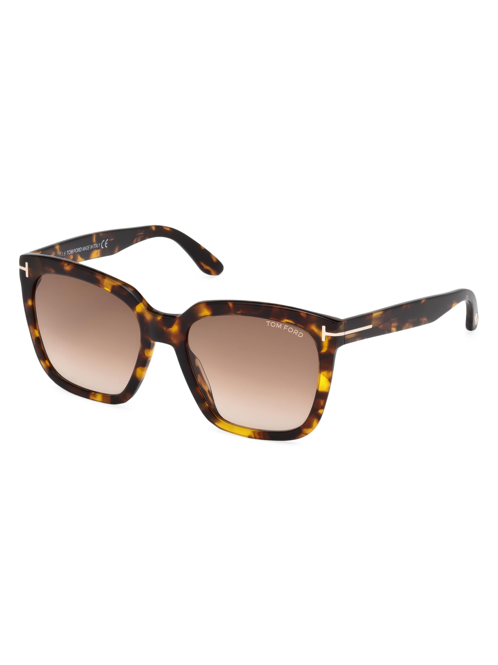 TOM FORD Women's Amarra 55MM Square Sunglasses - Dark Havana Gradient Brown