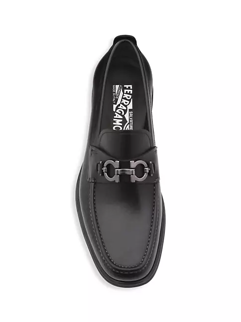 Salvatore Ferragamo Newton Men's Black Leather Driver Shoes