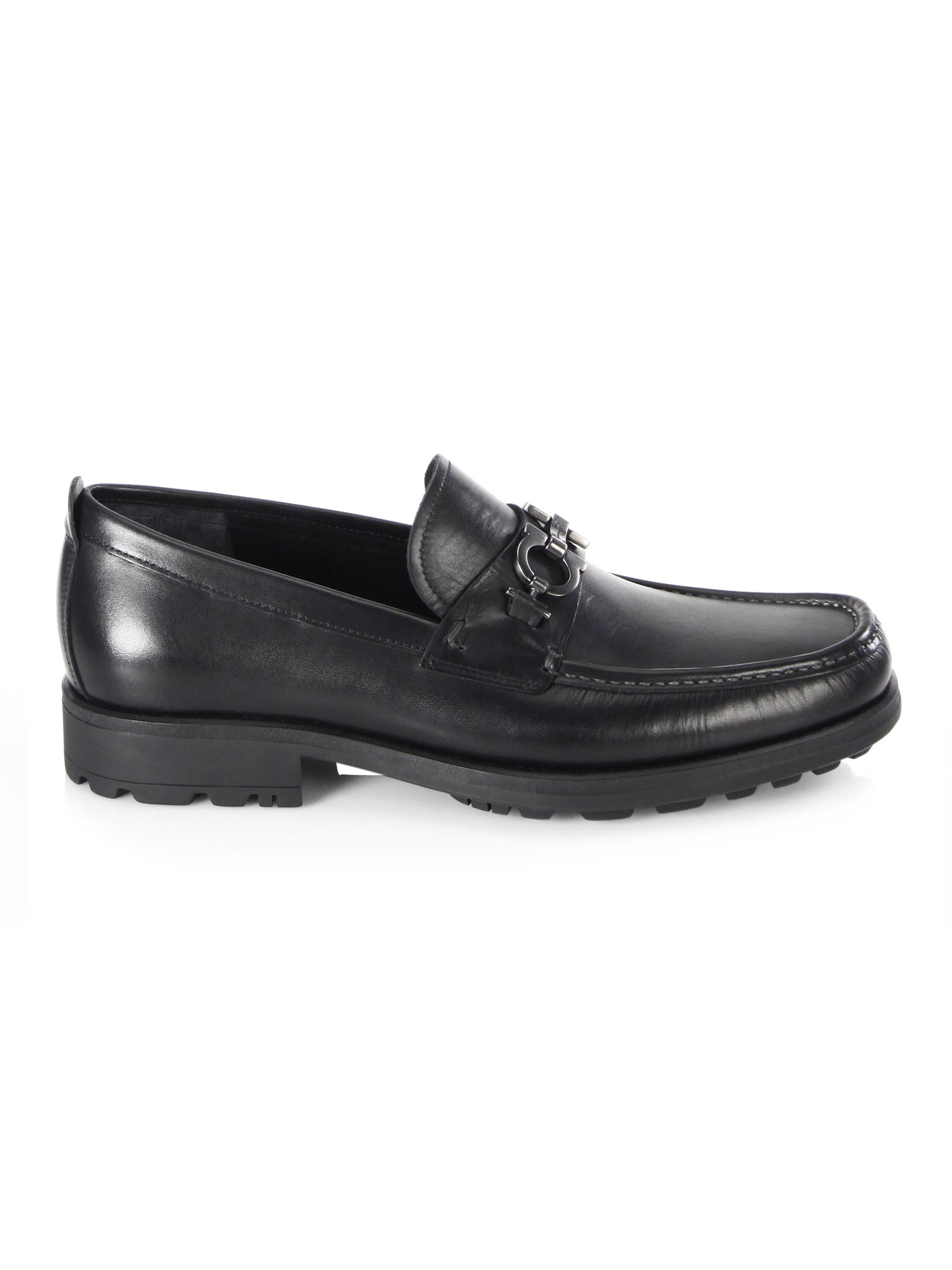 Gancini leather loafers