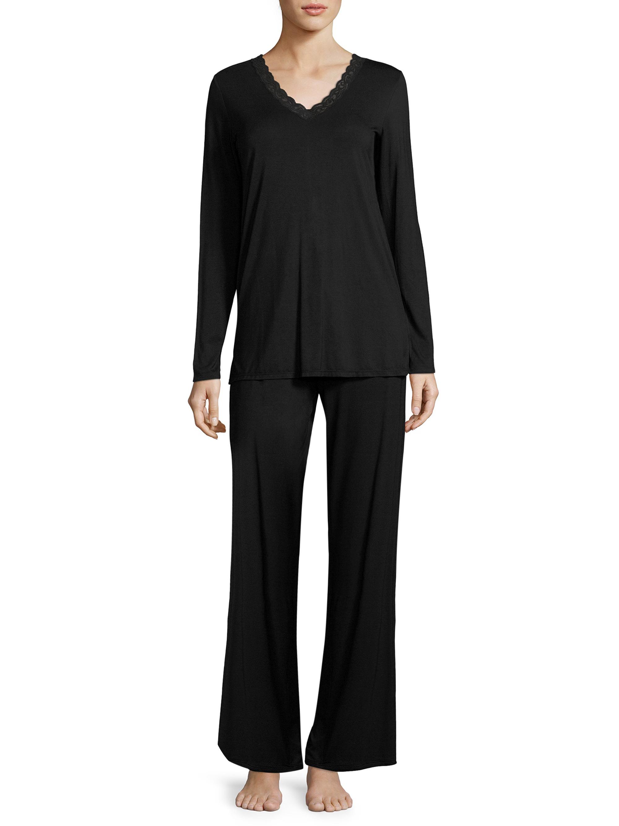 Natori Women's Feather Essentials Solid Pajamas - Black