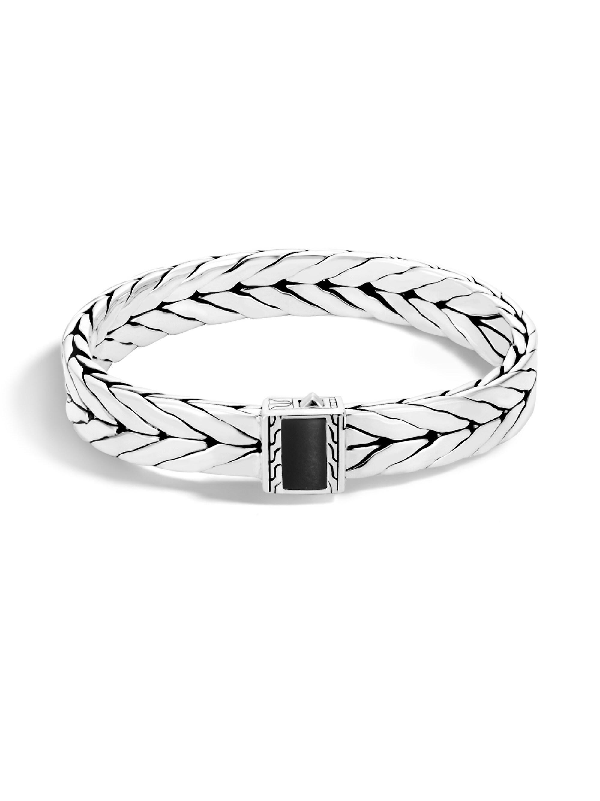 John Hardy Men's Modern Silver & Black Onyx Link Bracelet - Silver