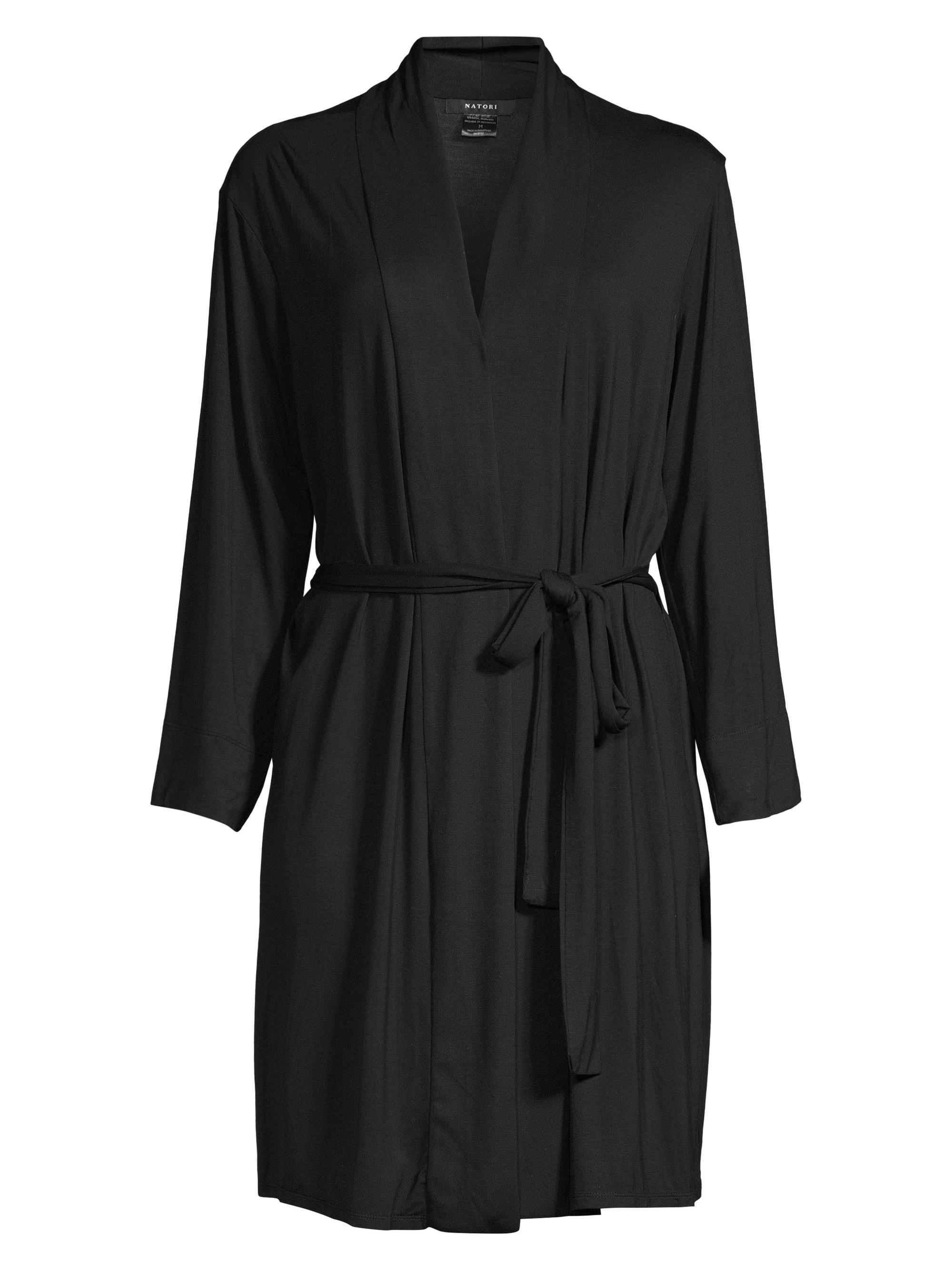 Natori Women's Long-Sleeve Wrap Robe - Black