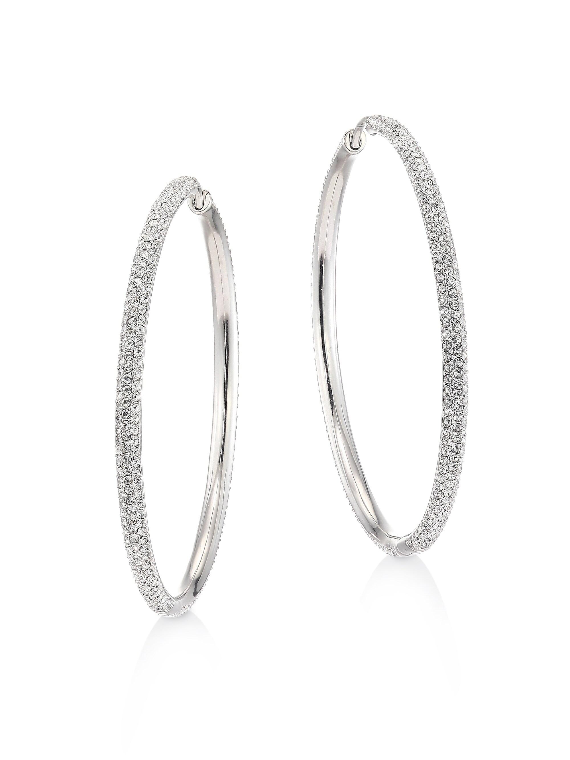 Adriana Orsini Women's Pavé Hoop Earrings - Silver