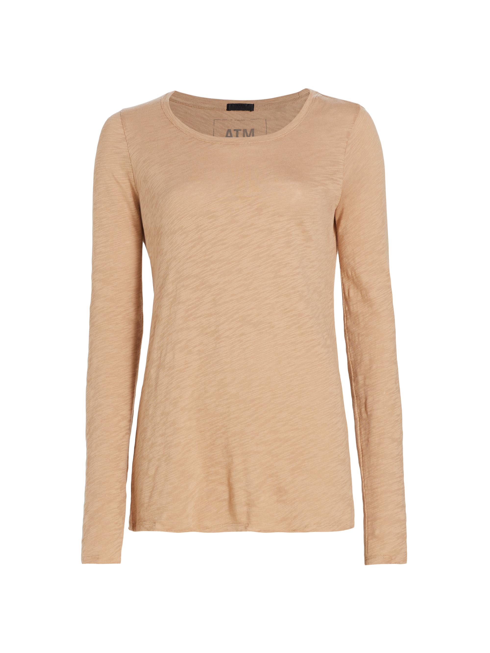 ATM Anthony Thomas Melillo Women's Destroyed Wash Long-Sleeve Slub Jersey Tee - Camel