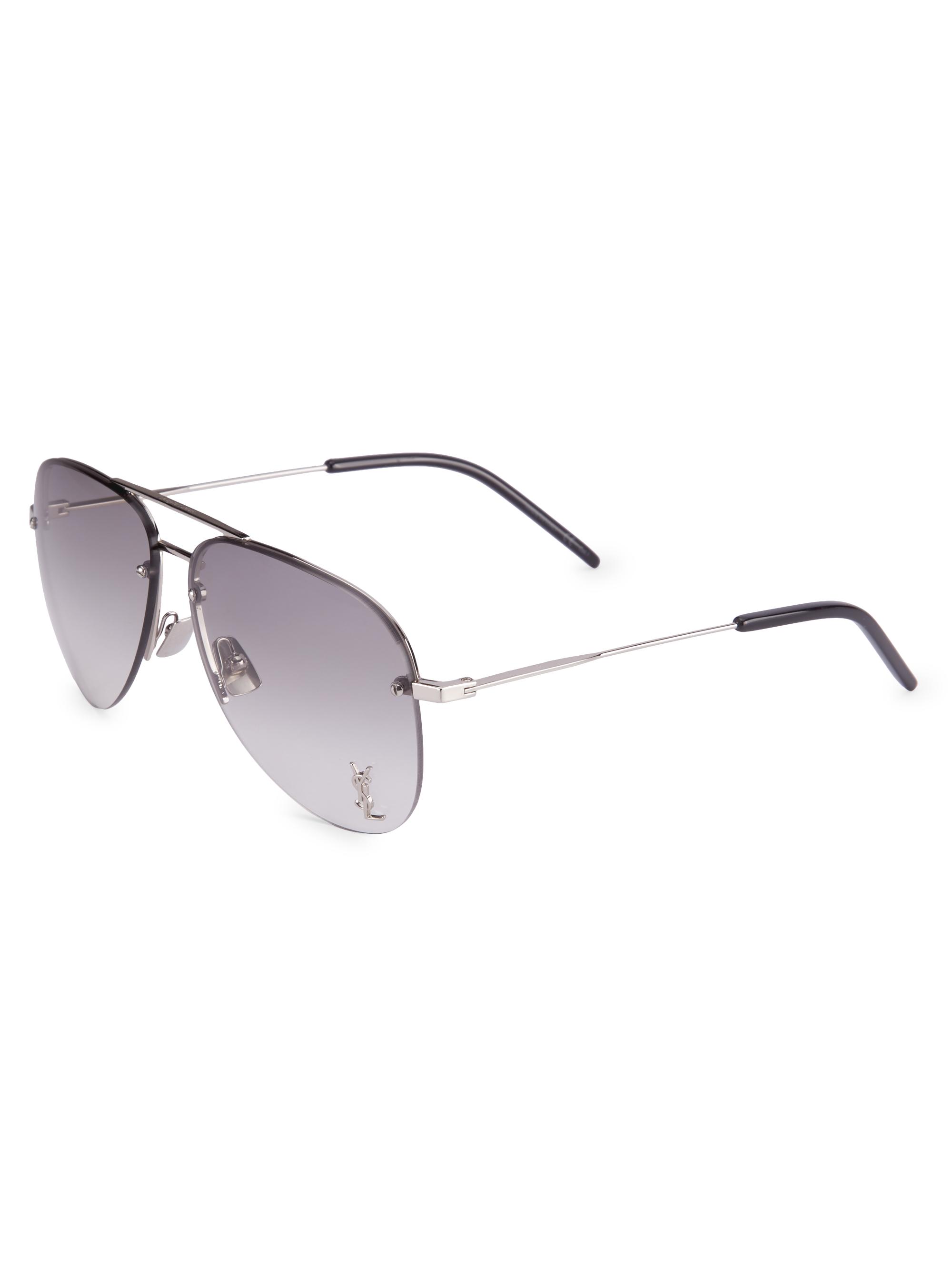 Saint Laurent Women's Monogram 59MM Aviator Sunglasses - Silver