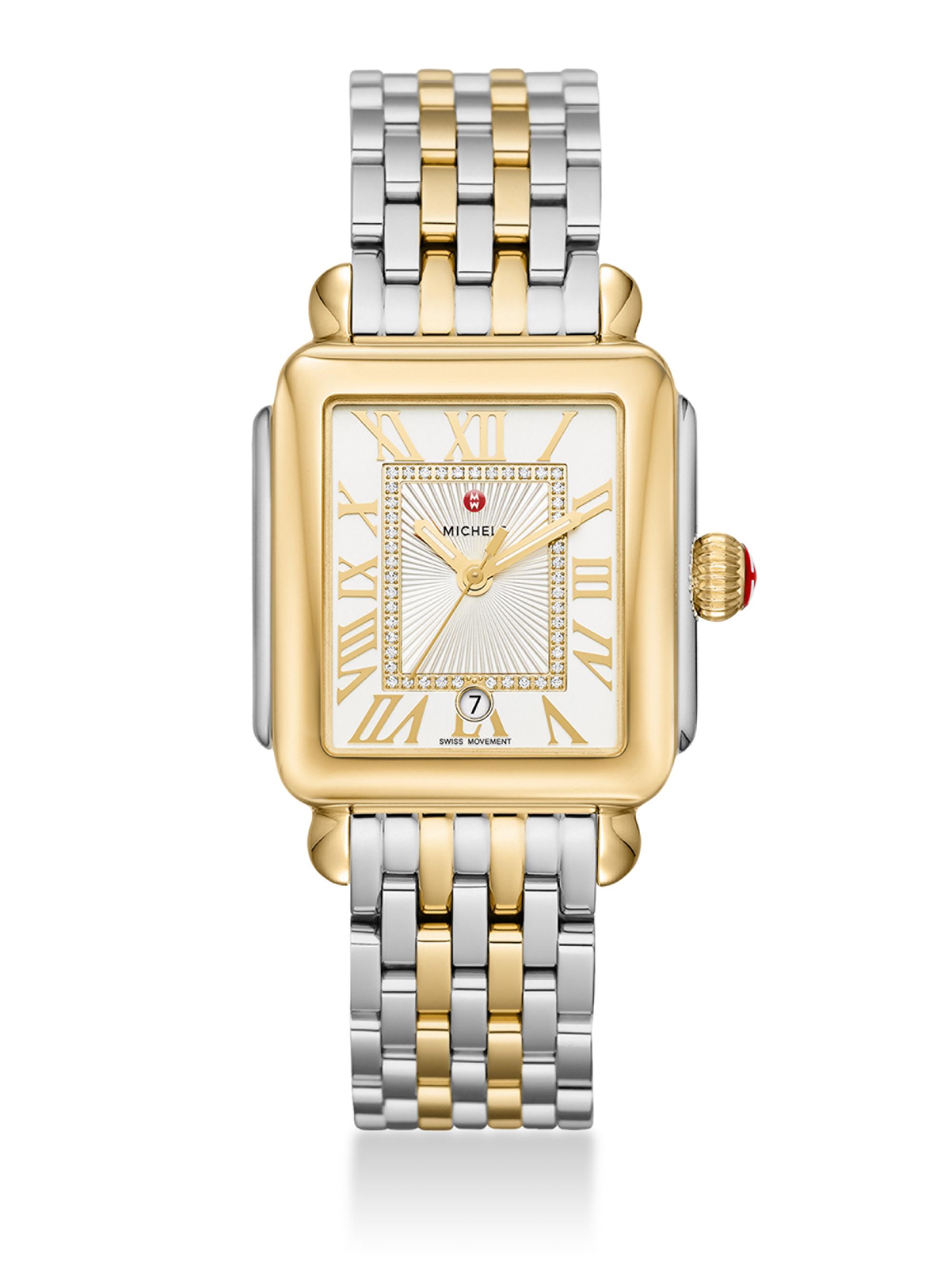 Michele Women's Deco Madison Diamond & Two-Tone Stainless Steel Bracelet Watch - Diamond