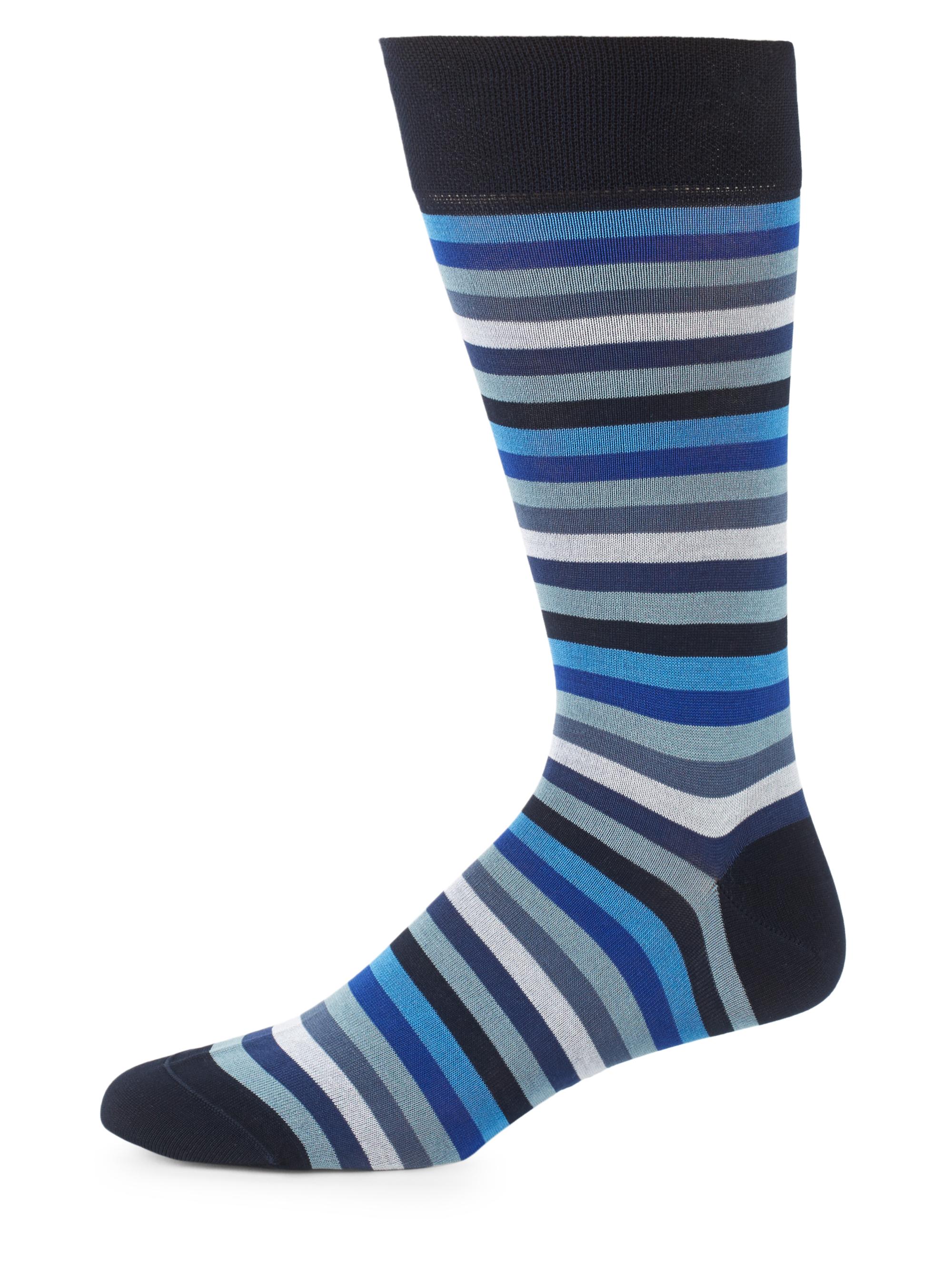 Marcoliani Lisle Rainbow Pima Cotton Socks - Blue Mix
