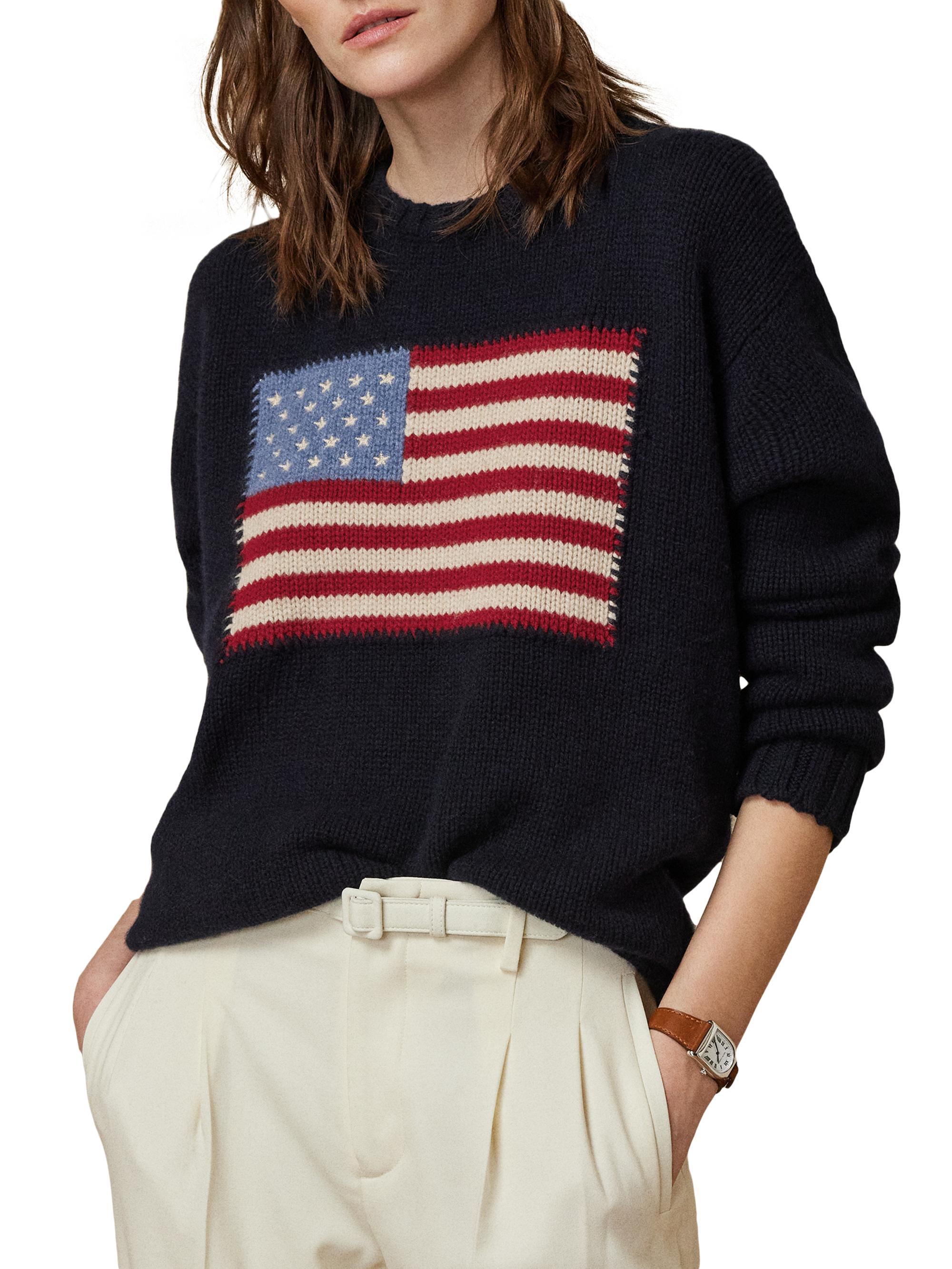 Ralph Lauren Collection Women's Iconic Style Flag Cashmere Sweater - Midnight