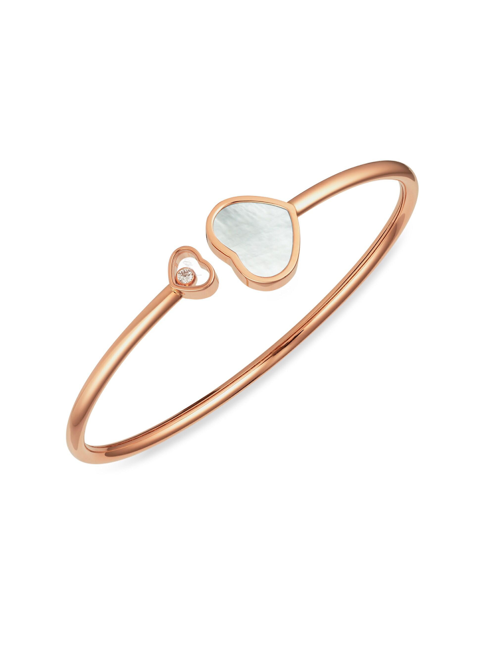 Chopard Women's Happy Hearts 18K Rose Gold, Diamond & Mother-Of-Pearl Bangle - Rose Gold