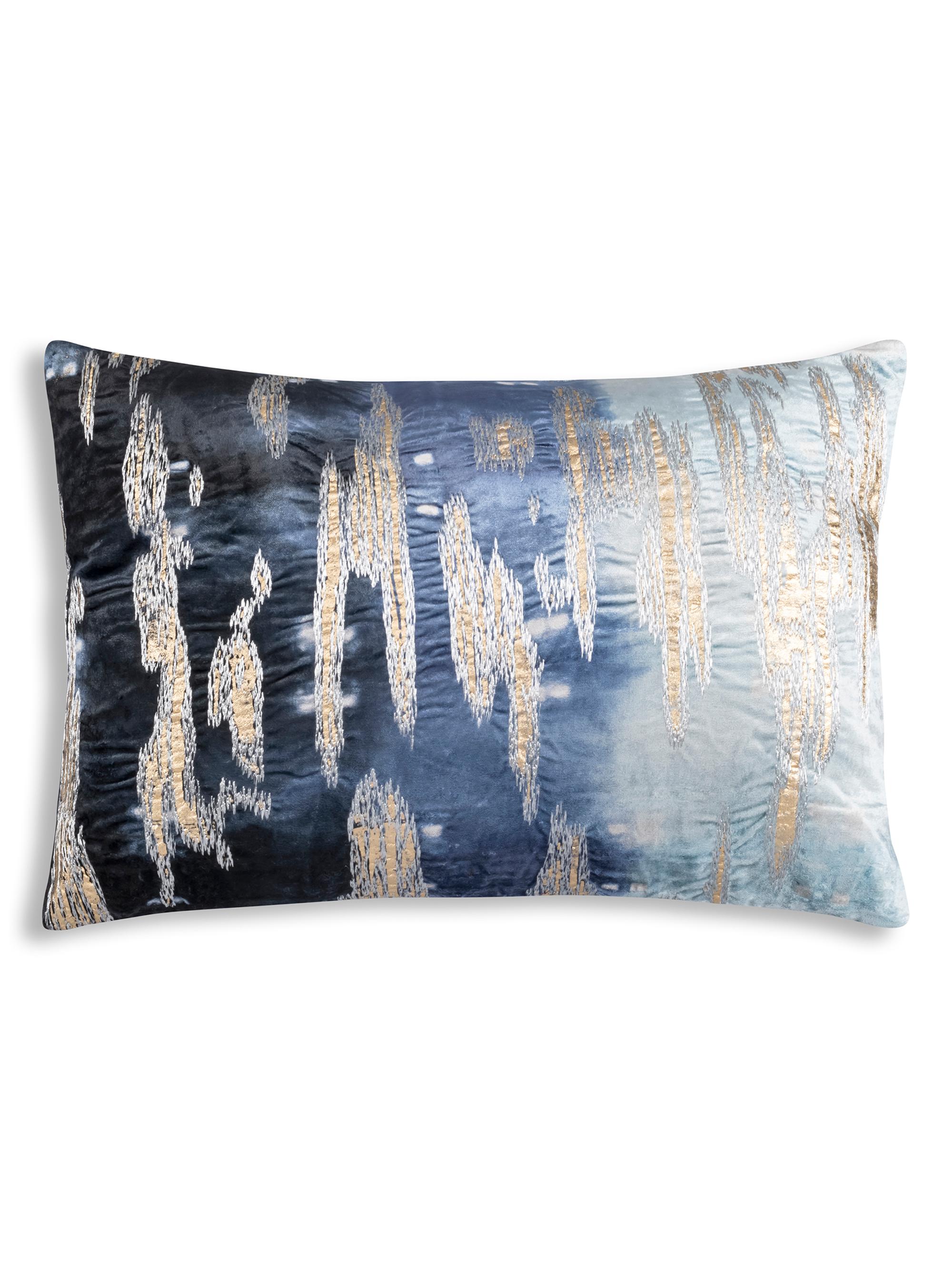 Callisto Home Foil-Accented Velvet Pillow - Navy