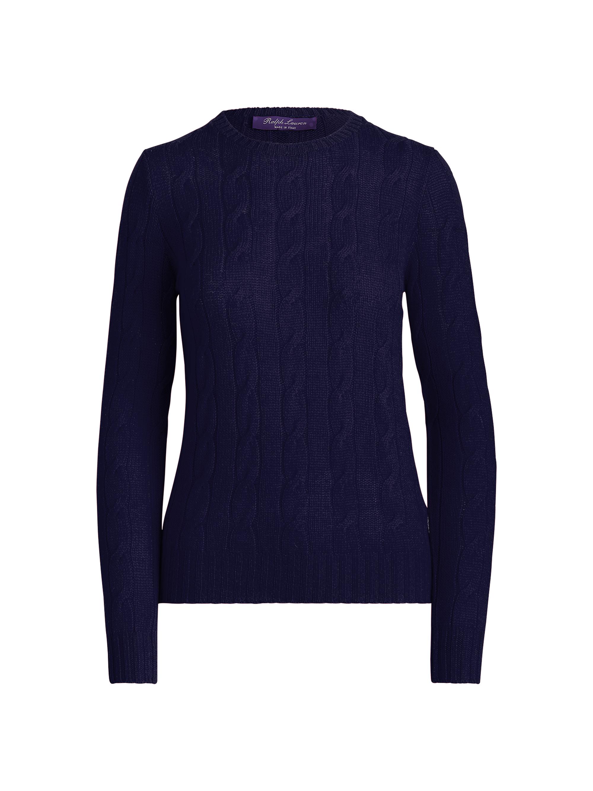 Ralph Lauren Collection Women's Cable Knit Cashmere Sweater - Lux Navy