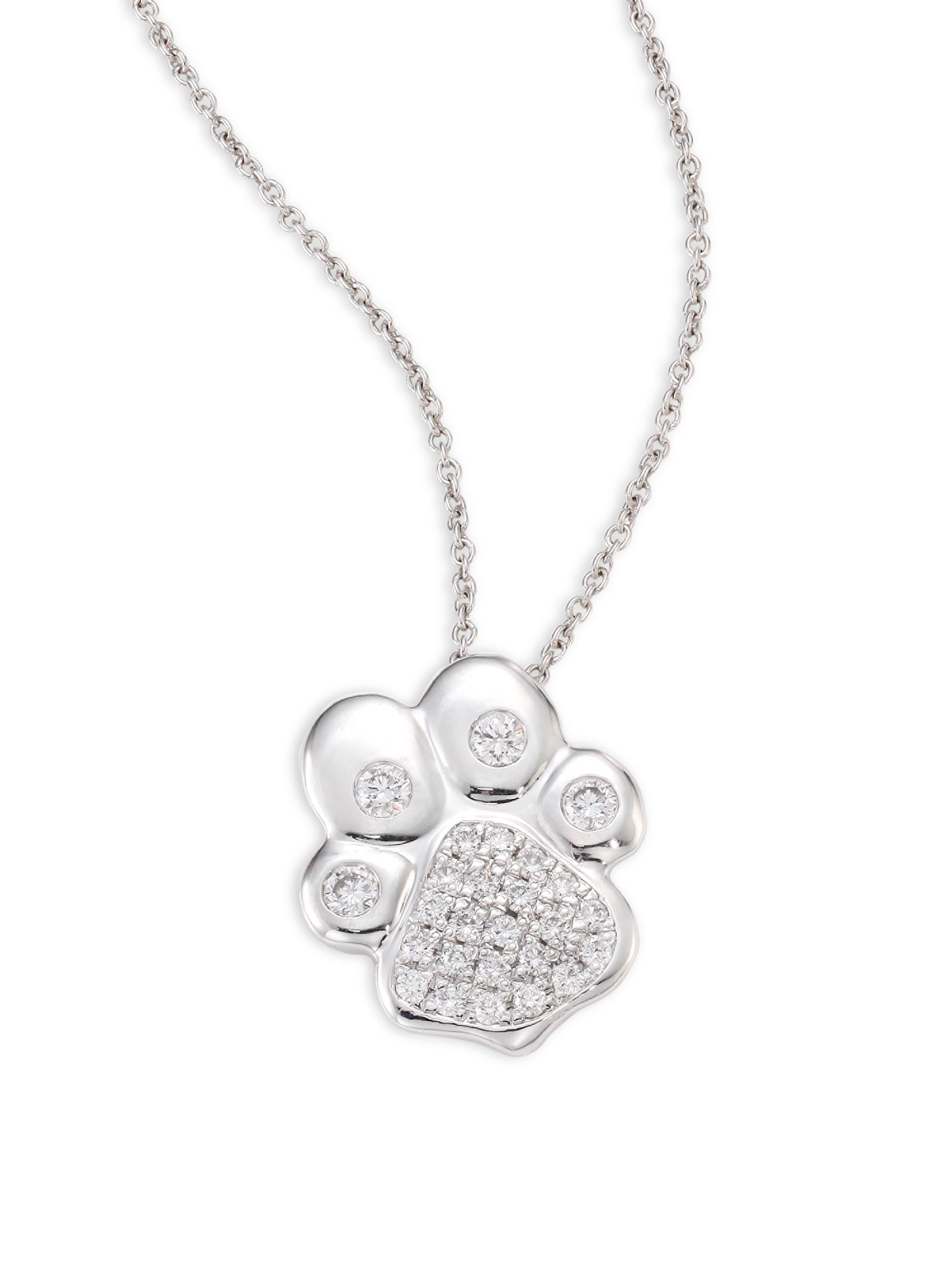 Roberto Coin Women's 18K White Gold & 0.25 TCW Diamond Paw Pendant Necklace - White Gold