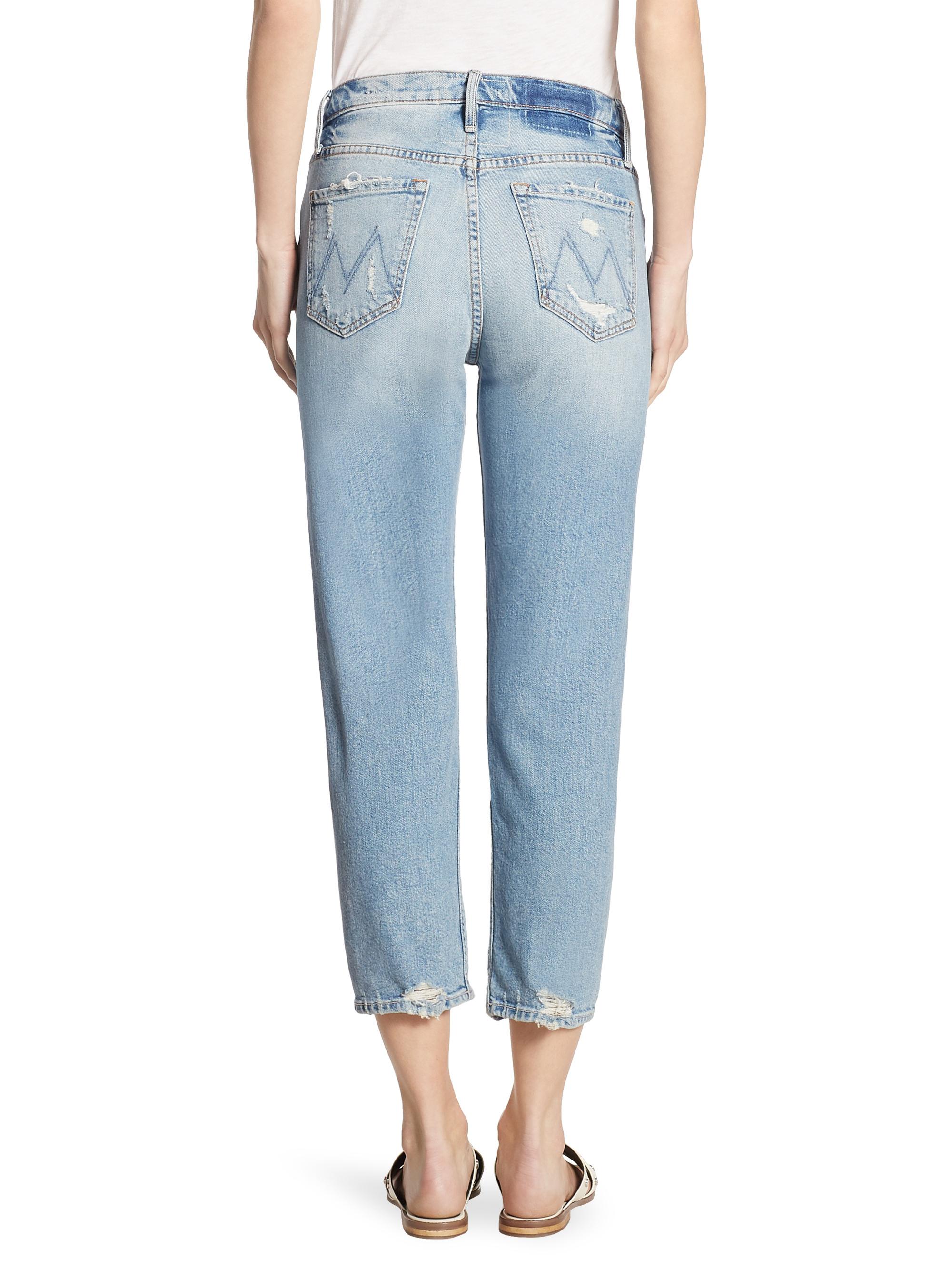 Mother The Tomcat High-Rise Straight Distressed Jeans Saks Fifth
