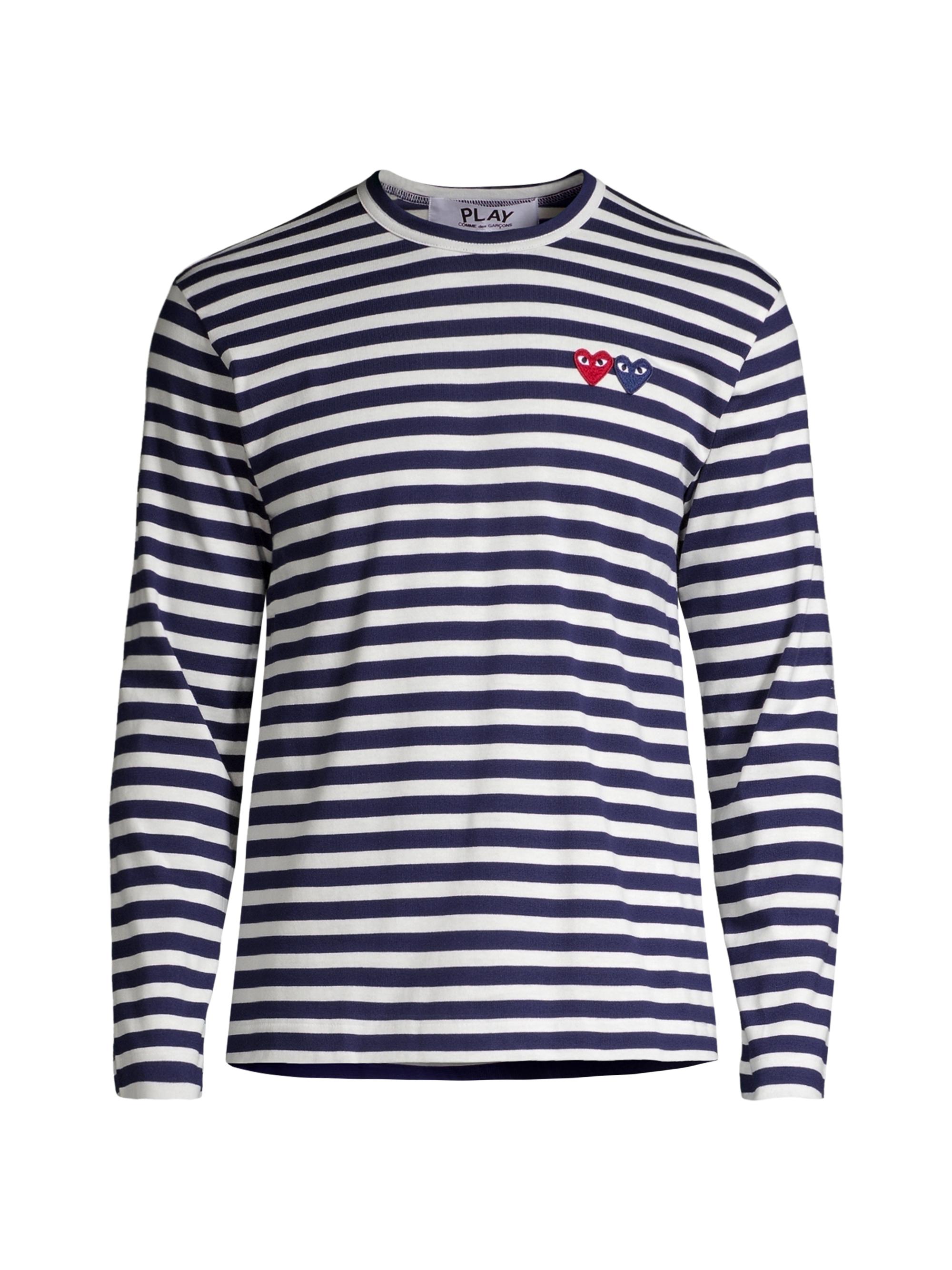Comme des Garçons PLAY Men's Two Hearts Cotton T-Shirt - Navy